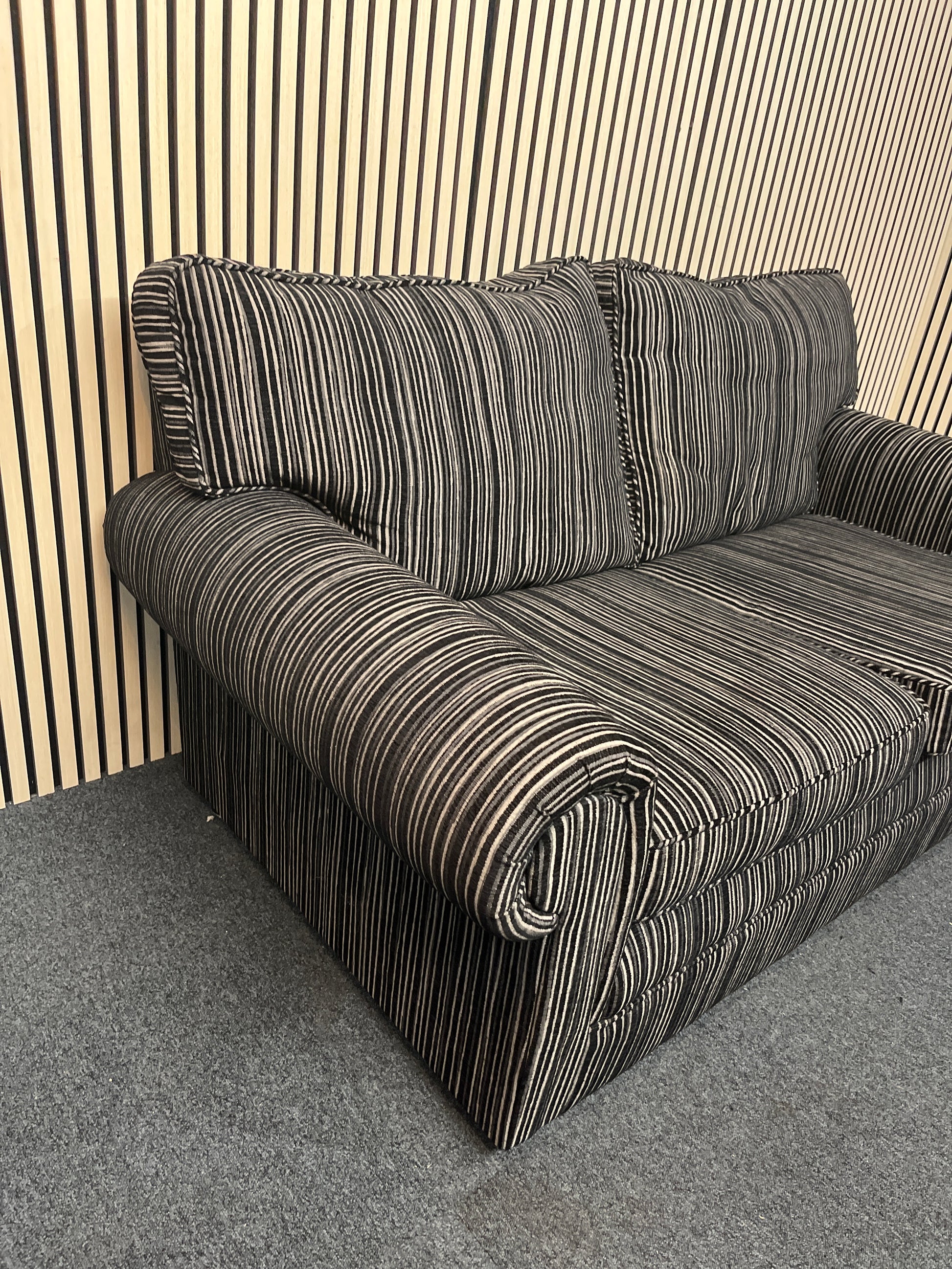 2 seater black and grey stripe fabric sofa  3325