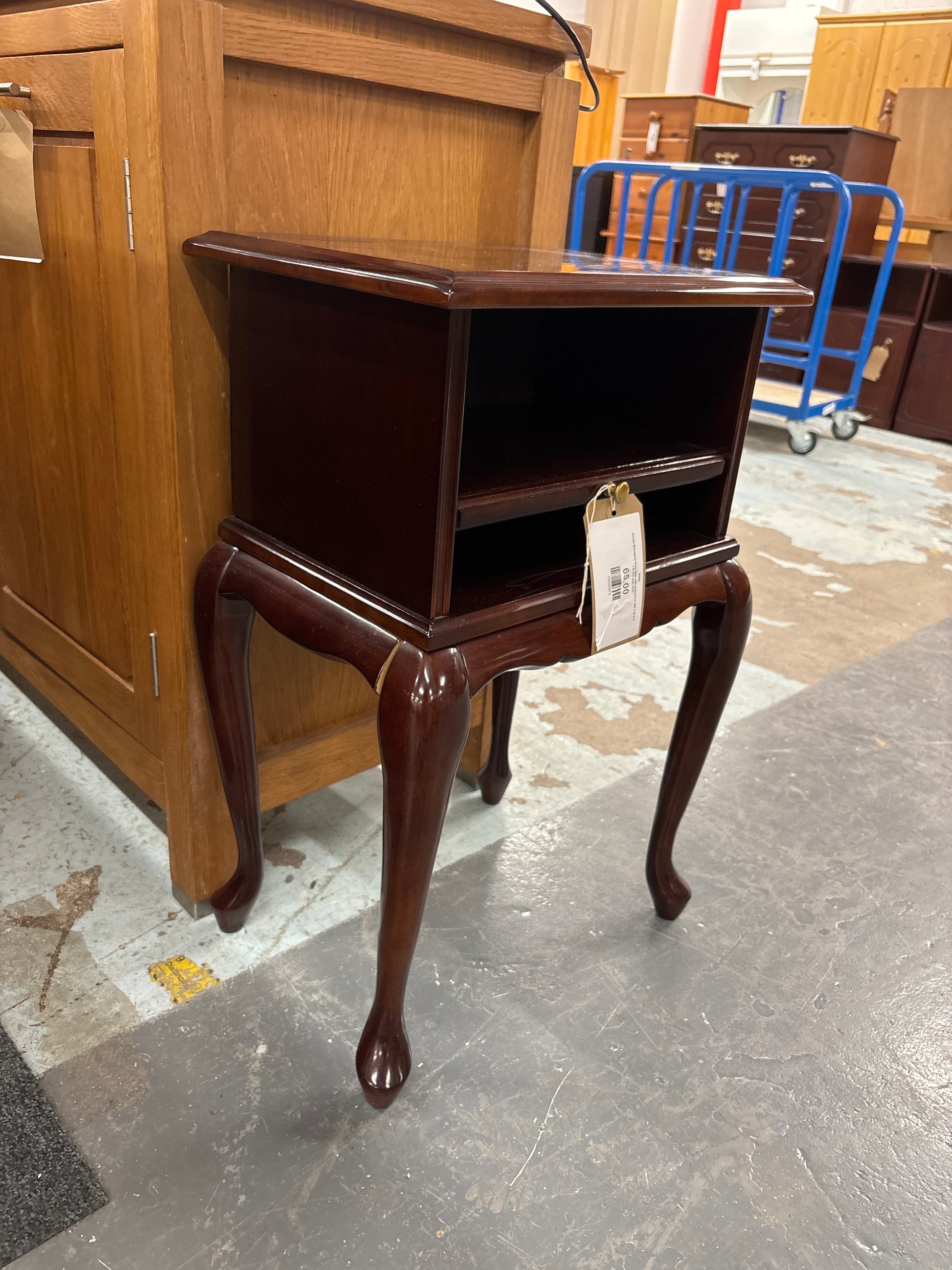 Ornate Mahogany lamp table with shelves( H  660 x W 410 x D 310 mm) 3125