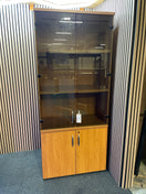 Switch Tall 2 door smoked glass top section display unit with cherry base doors and carcass 90Wx45Dx210H 2 image