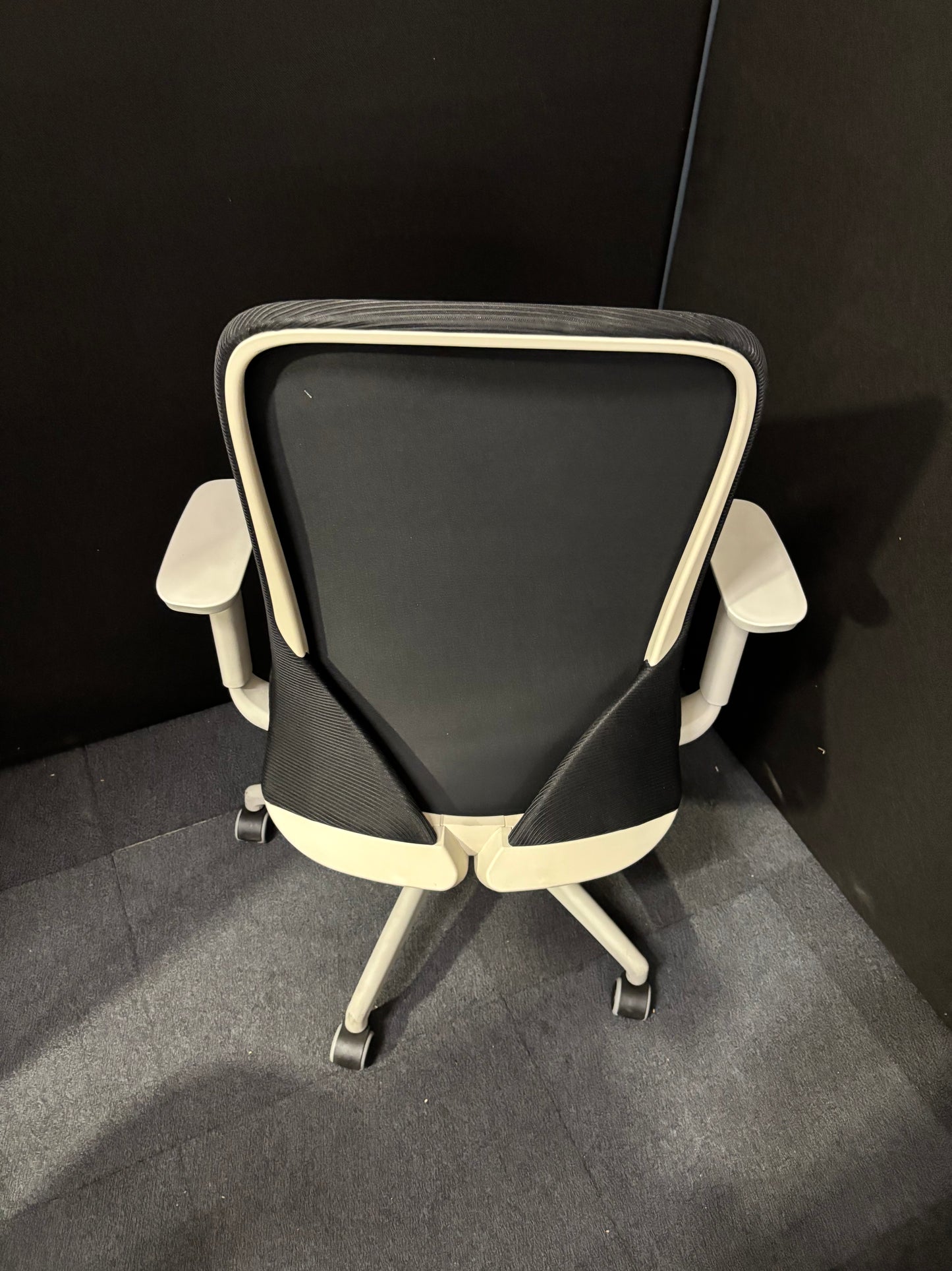 Sway black mesh back adjustable operator chair with black fabric seat, grey frame and base, price inc vat
