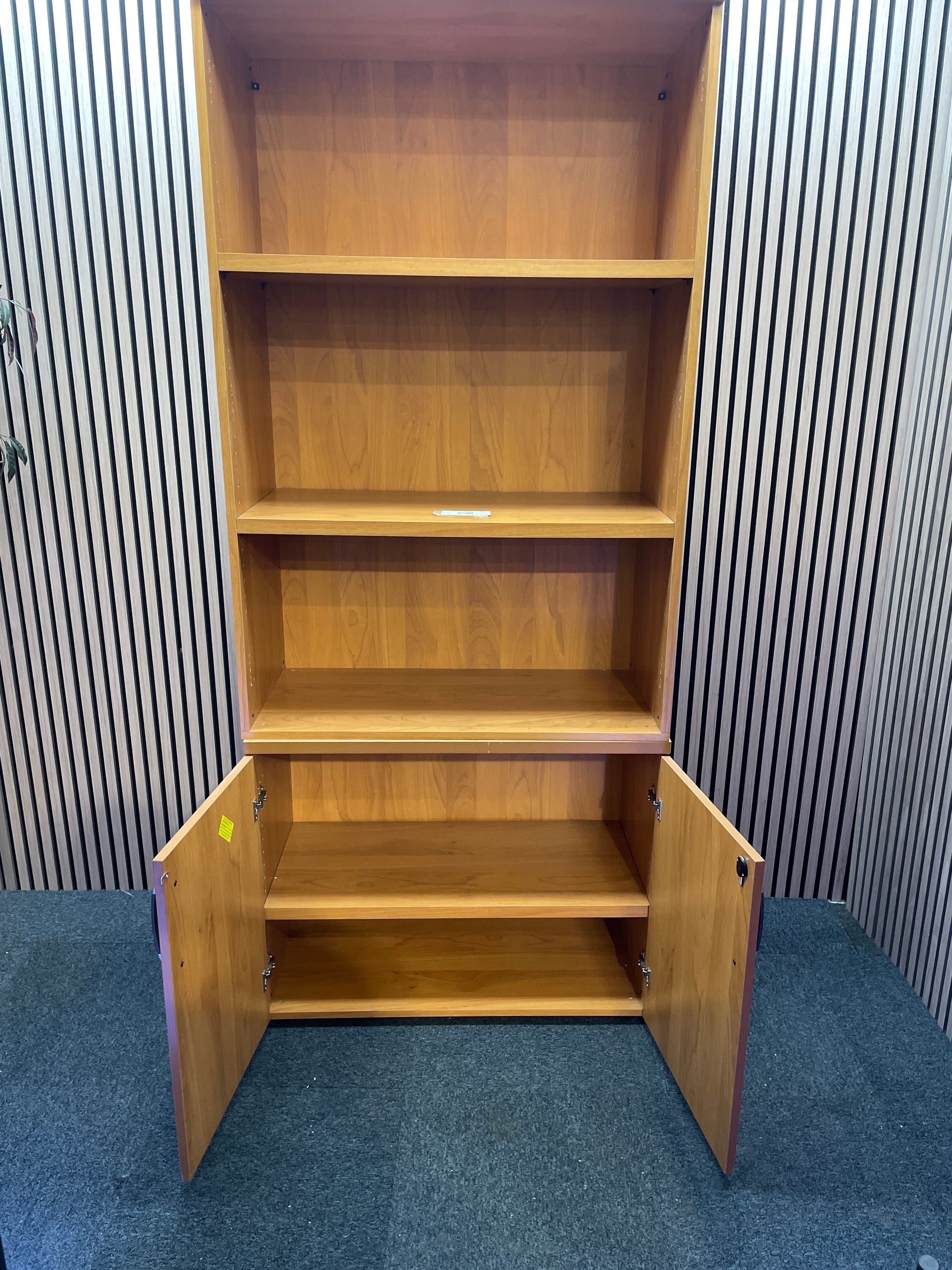 Tall open top section display unit with cherry base doors and carcass  90Wx45Dx210H