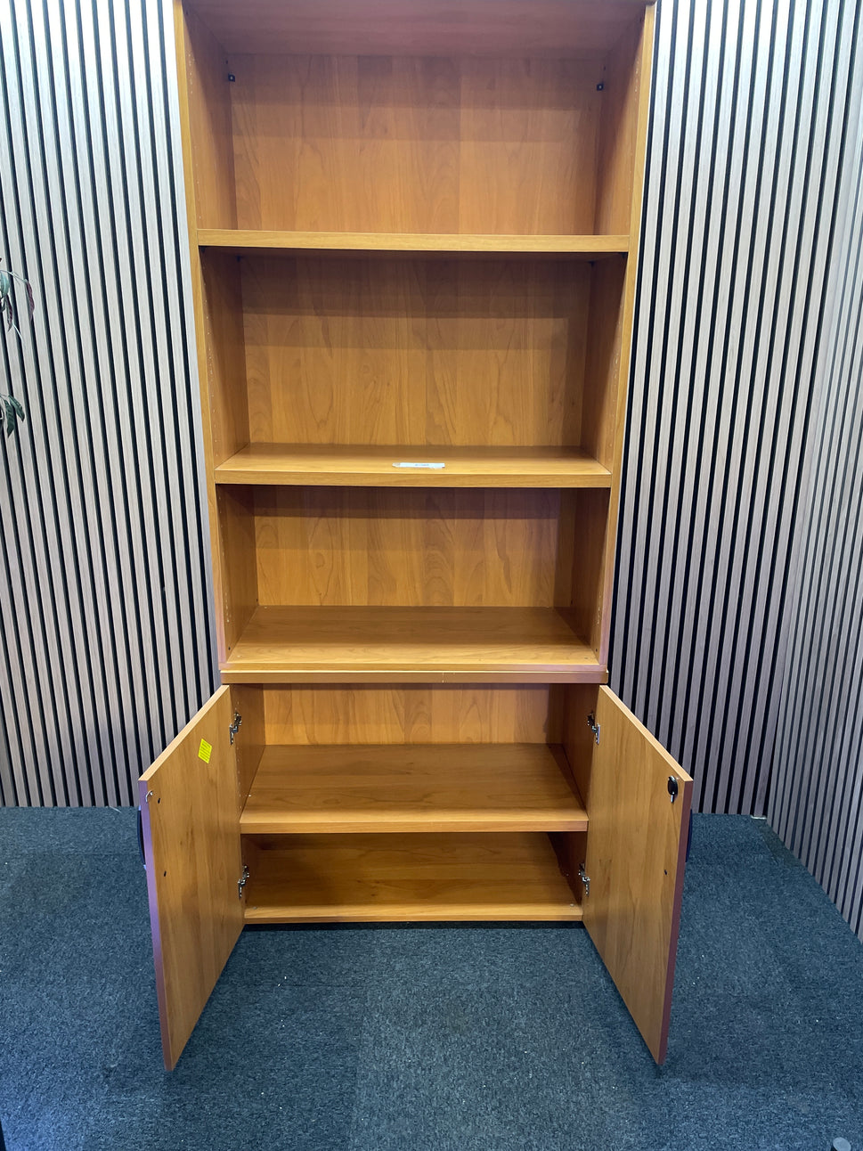 Tall open top section display unit with cherry base doors and carcass  90Wx45Dx210H