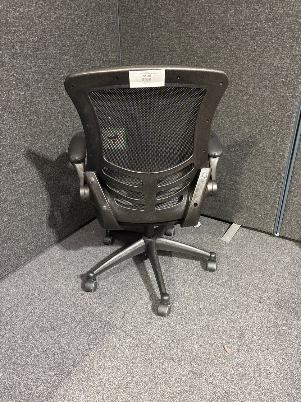 Black mesh back, mesh seat swivel chair with adjustable arms