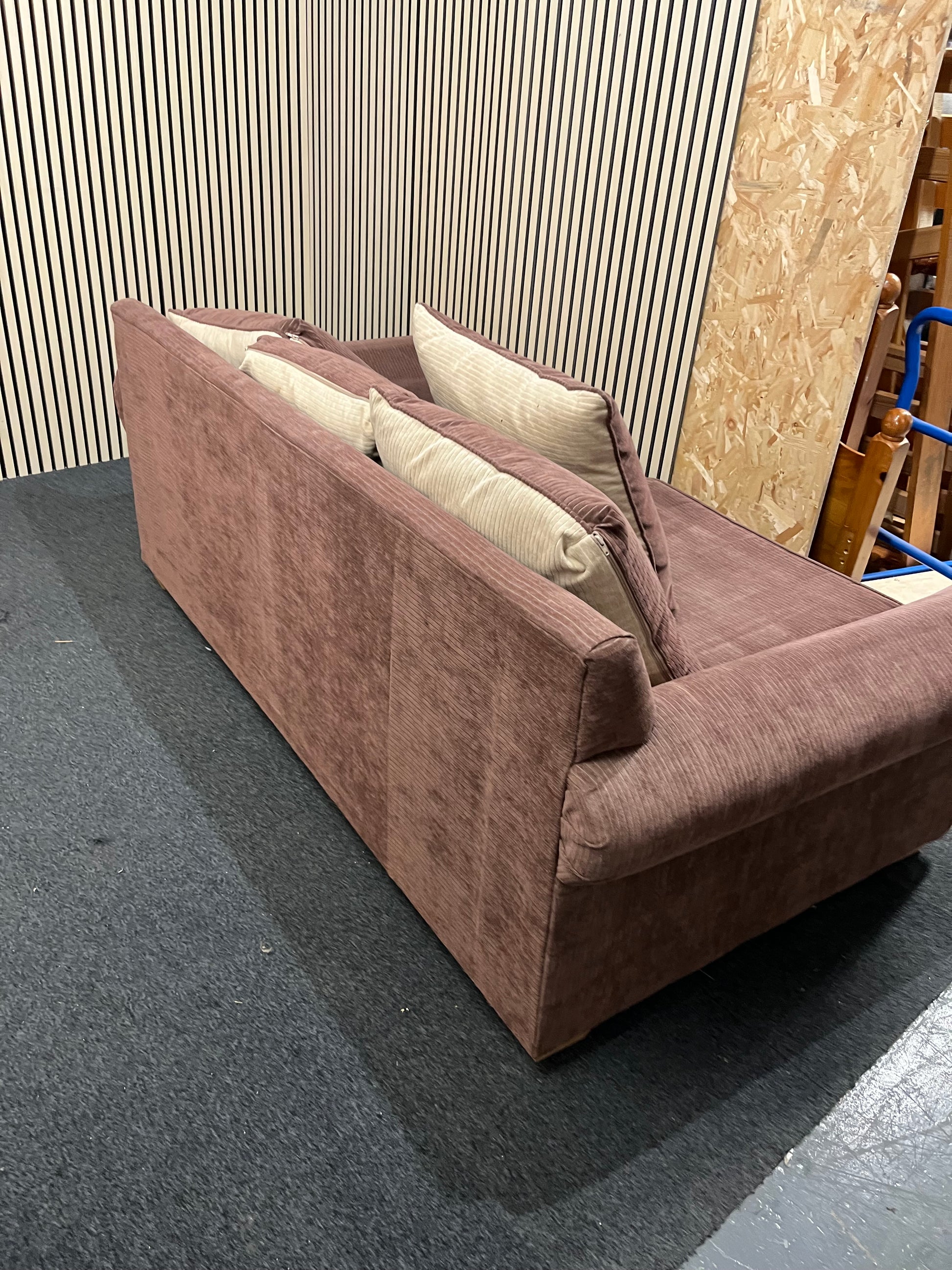 2 seater brown corduroy fabric sofa 3325
