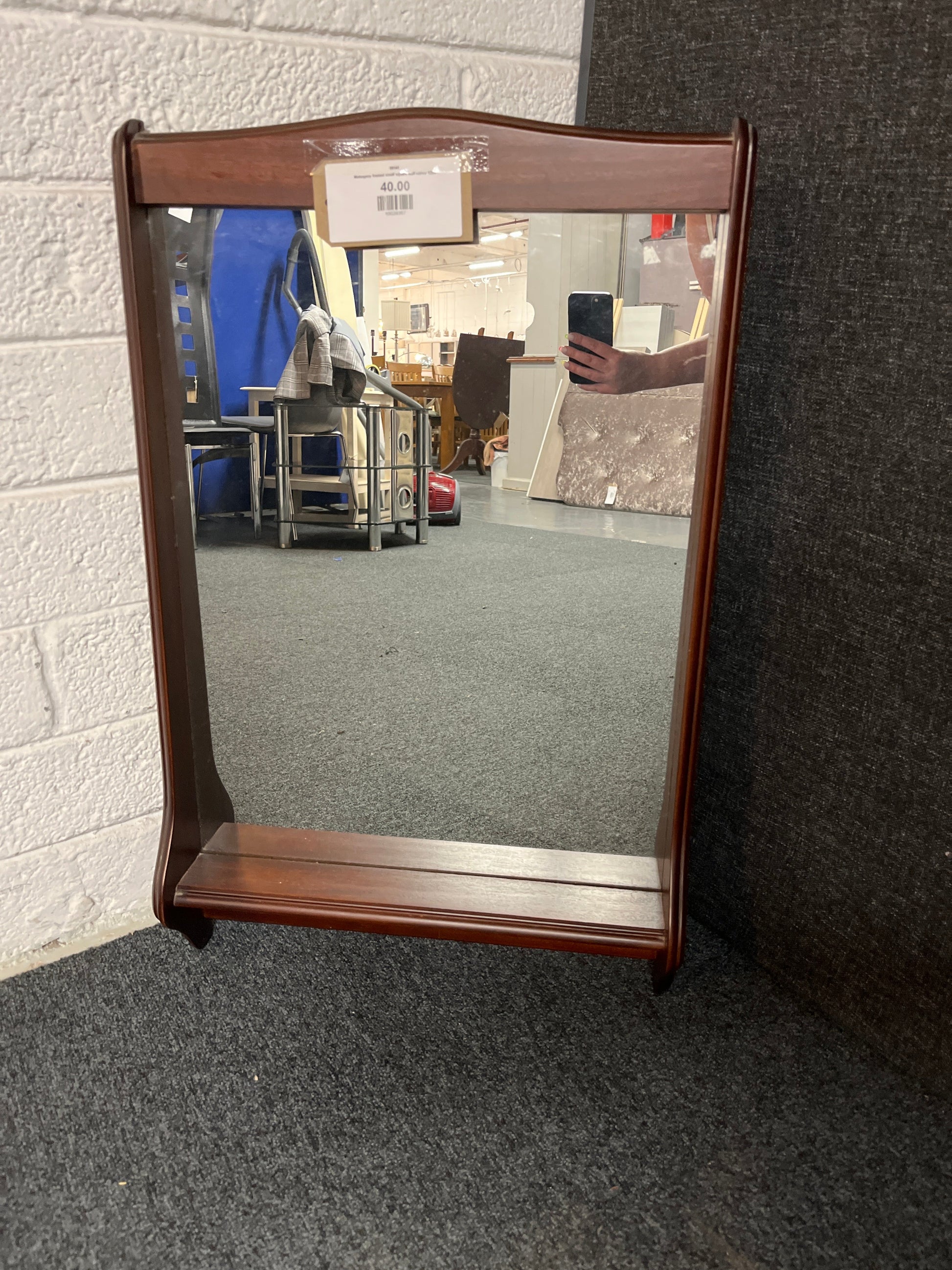 Mahogany framed small square wall mirror 1225