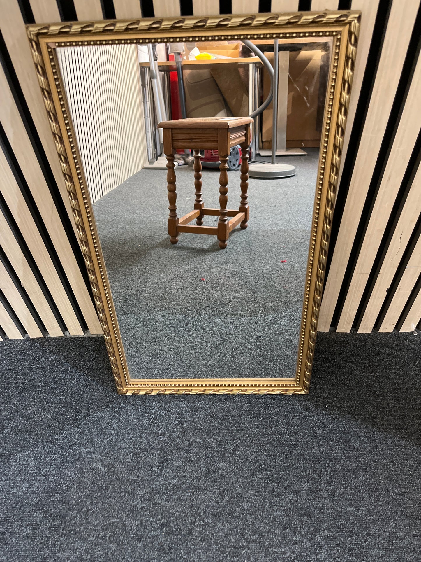 Small rectangular ornate brass rectangular mirror (34 x W 57 cm) 3126