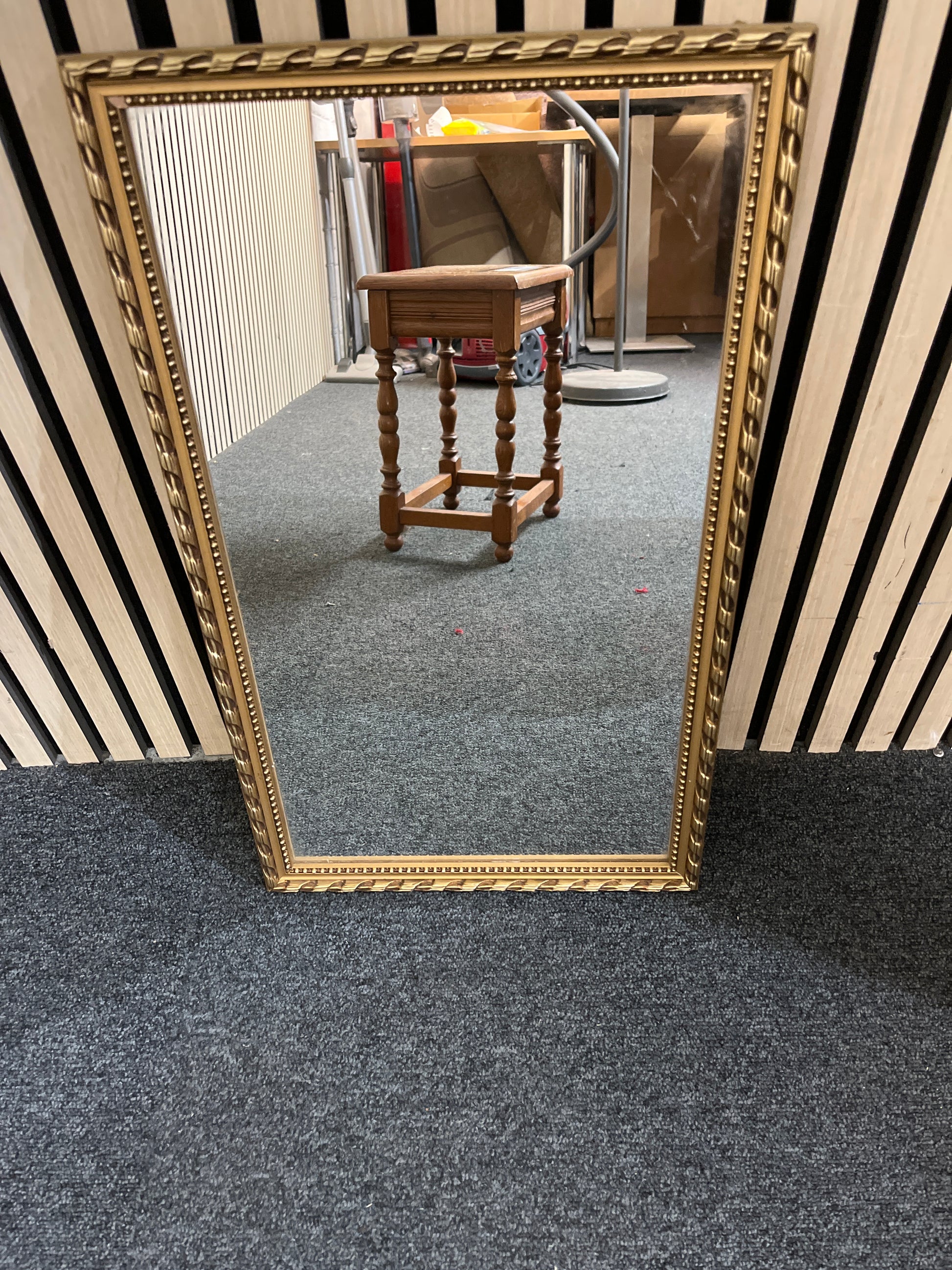 Small rectangular ornate brass rectangular mirror (34 x W 57 cm) 3126