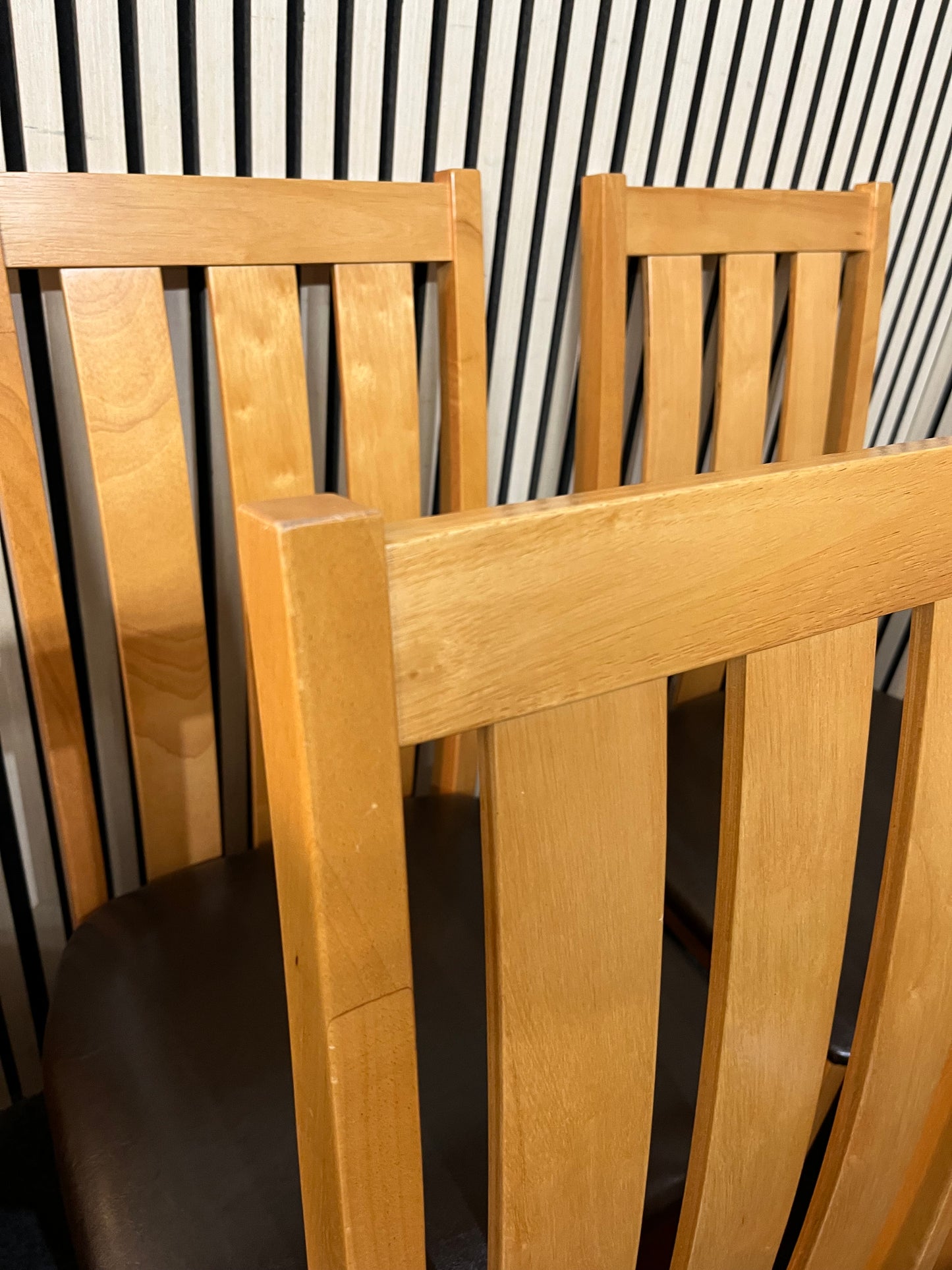 High back solid wood dining chair with black pu leatherette seat (SET OF 6) 3126