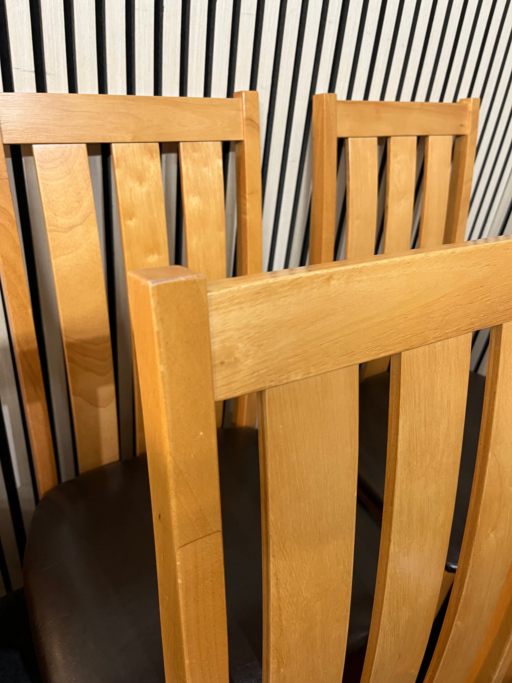 High back solid wood dining chair with black pu leatherette seat (SET OF 6) 3126