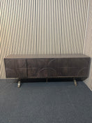 Switch Solid dark teak stained low ornate 4 door sideboard 180Lx40Dx70H 43534 2 image