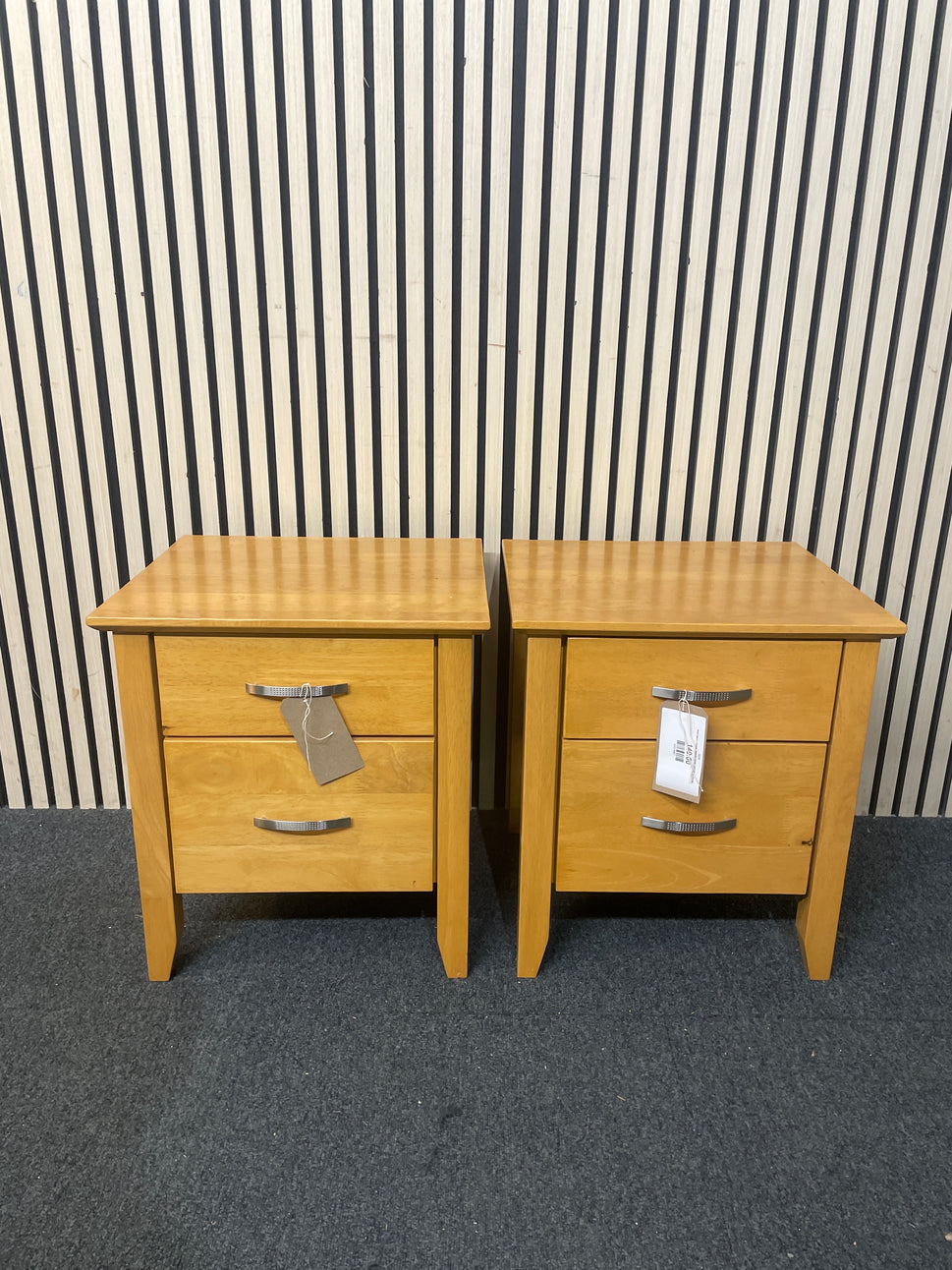 Solid beech 2 drawer bedside locker (SET OF 2) 43339