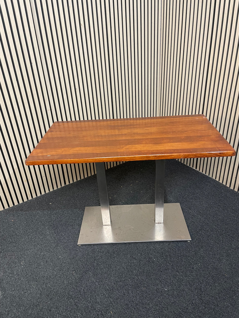 Low double metal base - solid wood top 110 cm x 60 x 75 cm high 1126