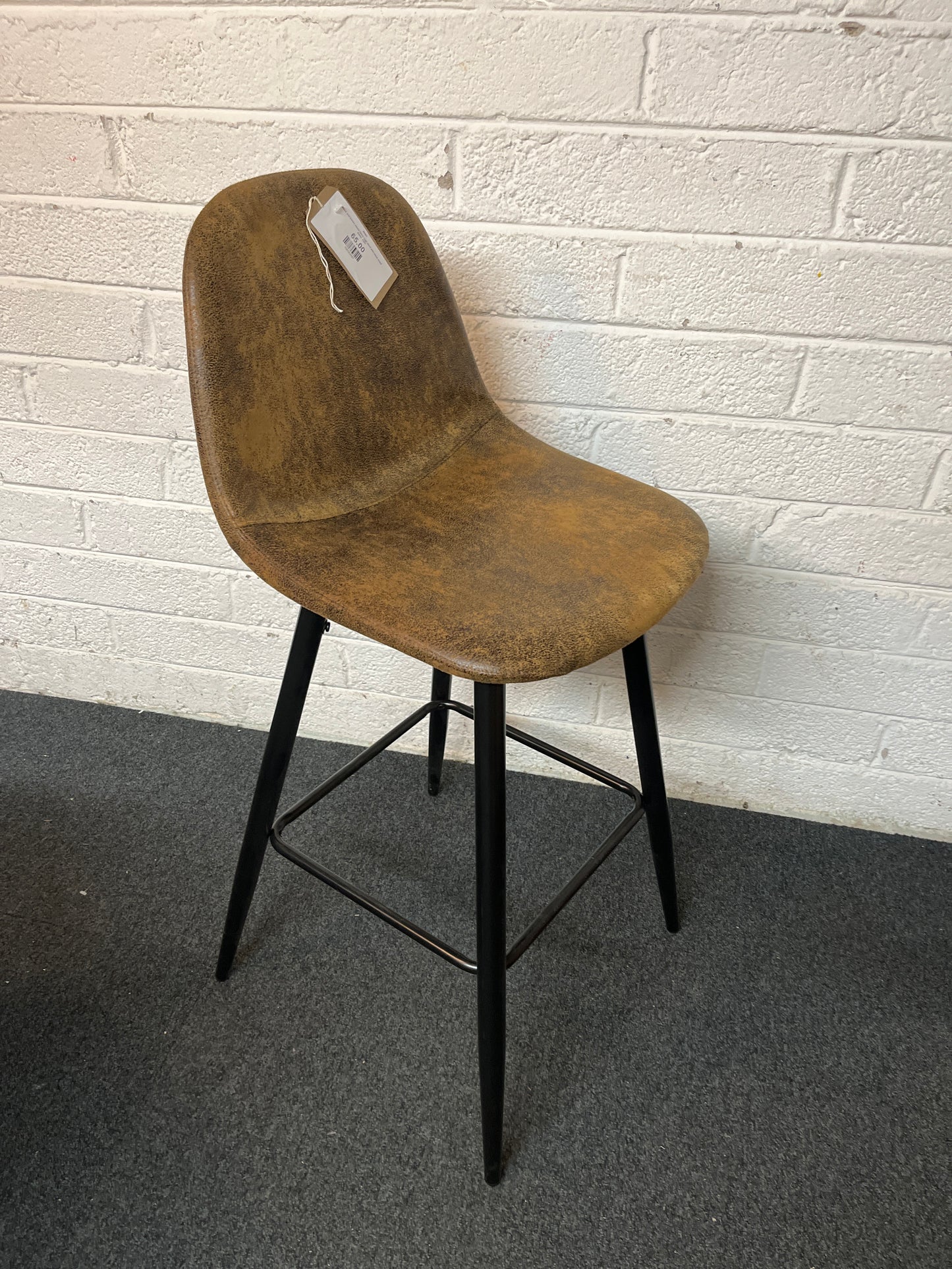 Black and brown mixed fabric high stool with black metal frame  1325
