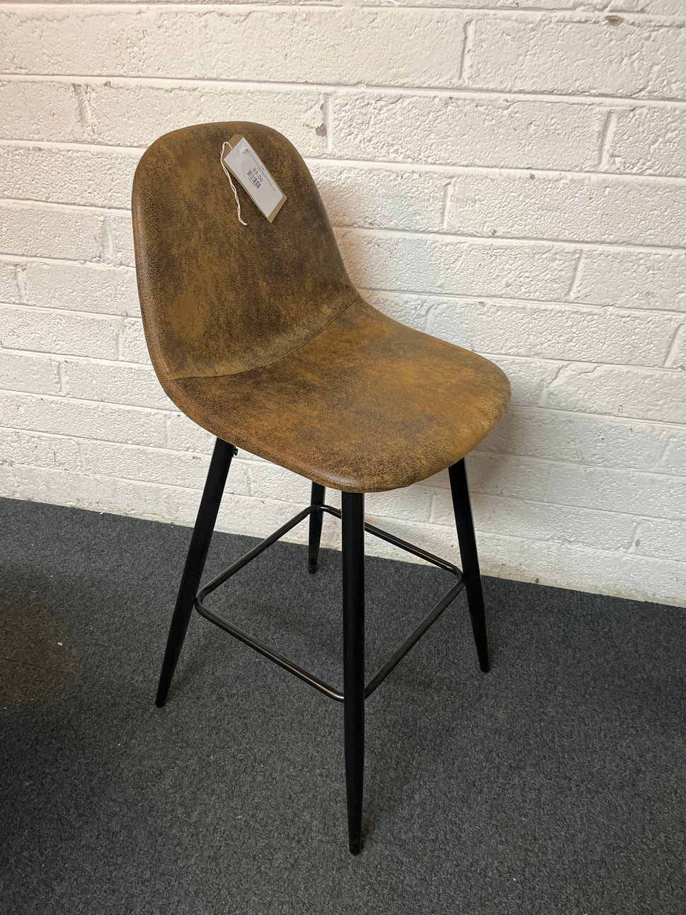 Black and brown mixed fabric high stool with black metal frame  1325
