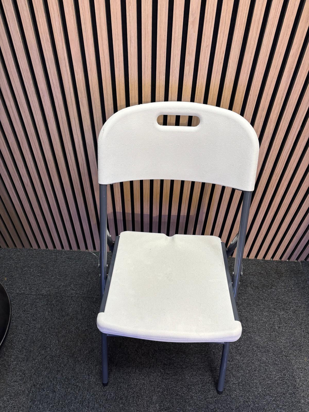 Ex Demo Hebe steel folding chair with blow moulded seat and back in white