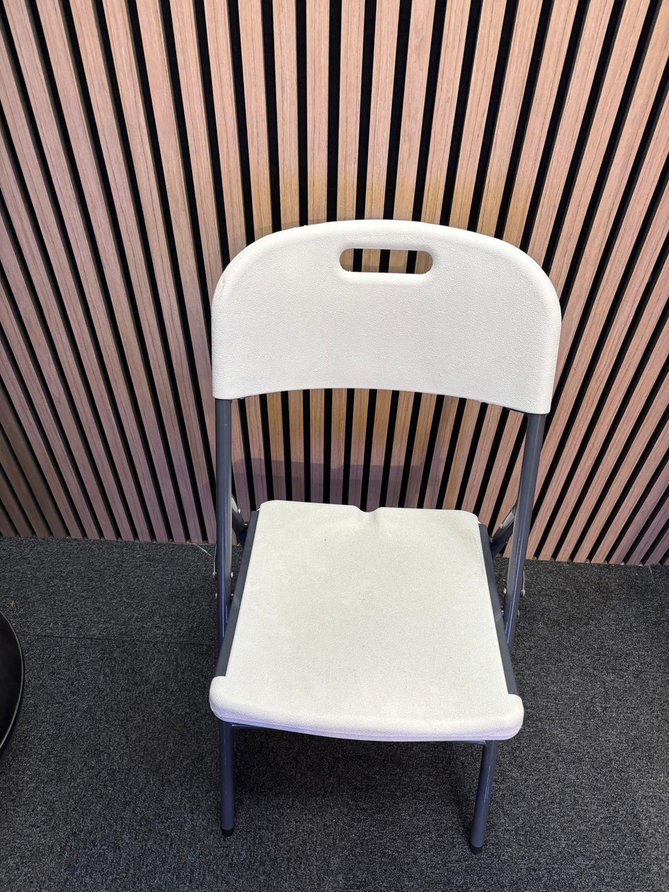 Ex Demo Hebe steel folding chair with blow moulded seat and back in white