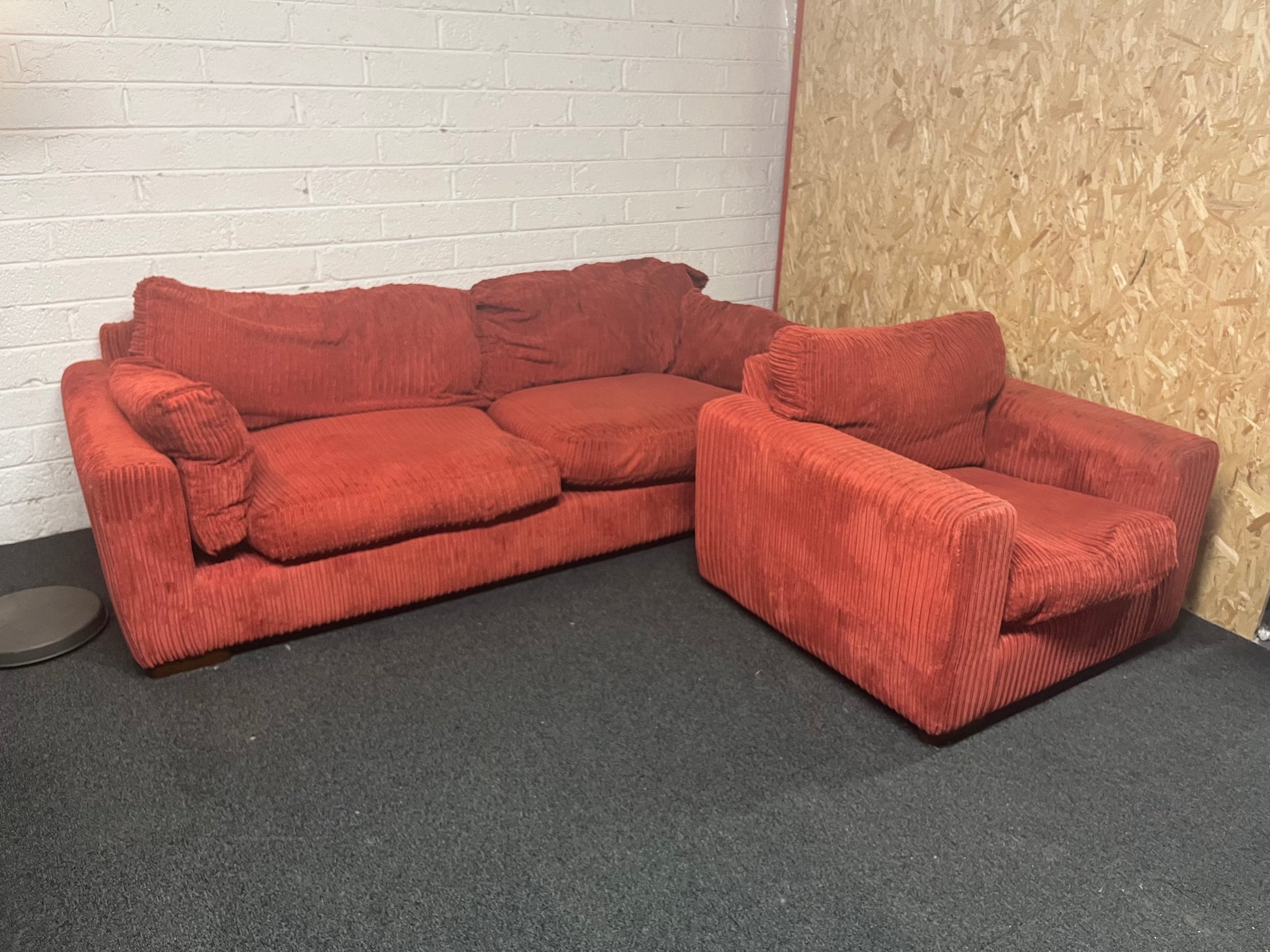 3+1 red corduroy fabric sofa suite 1325