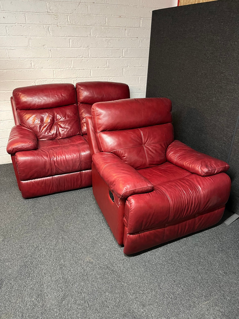 2+1 real wine leather recliner sofa suite 2225