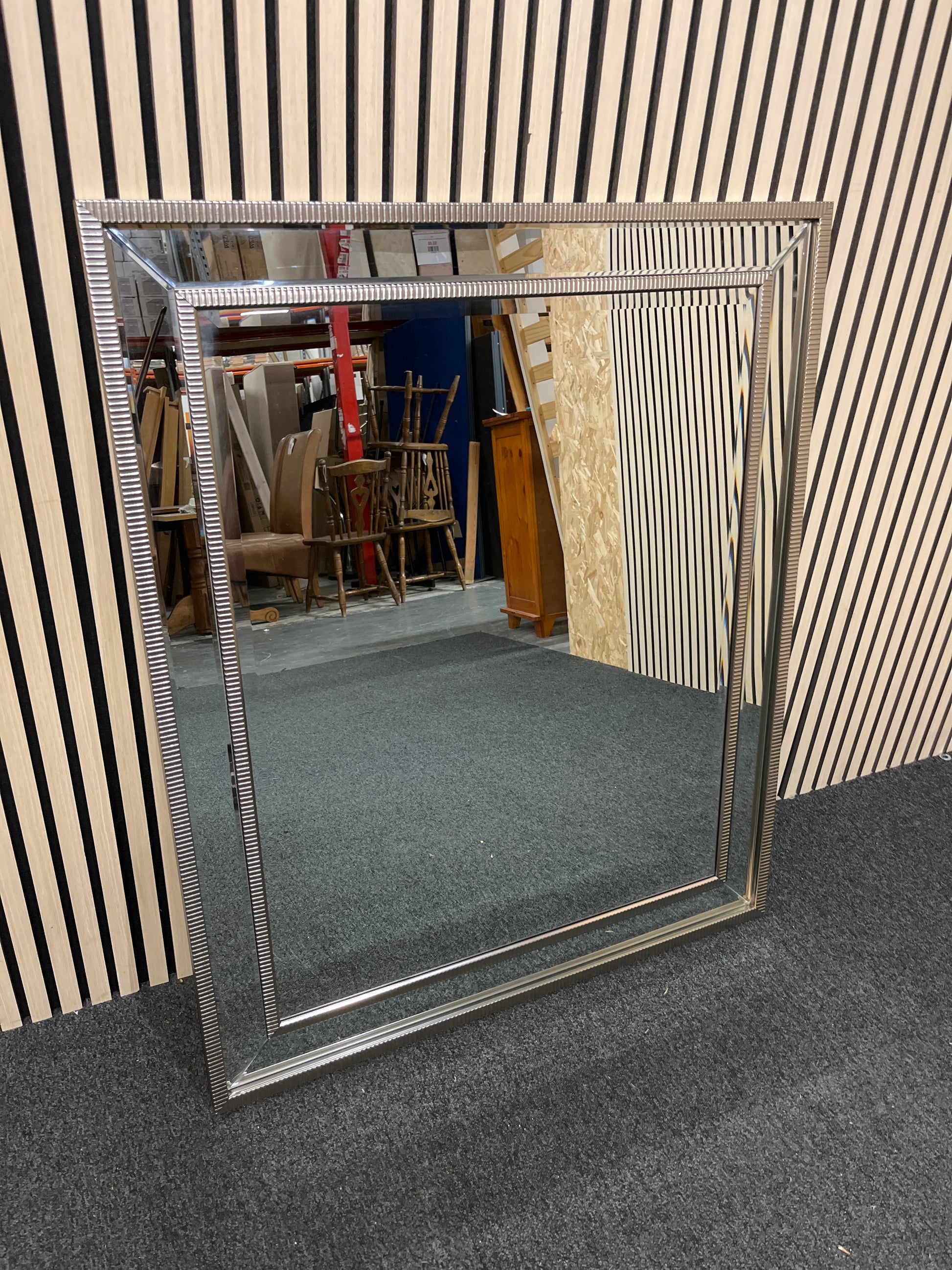 Ornate large silver framed mirror 1425