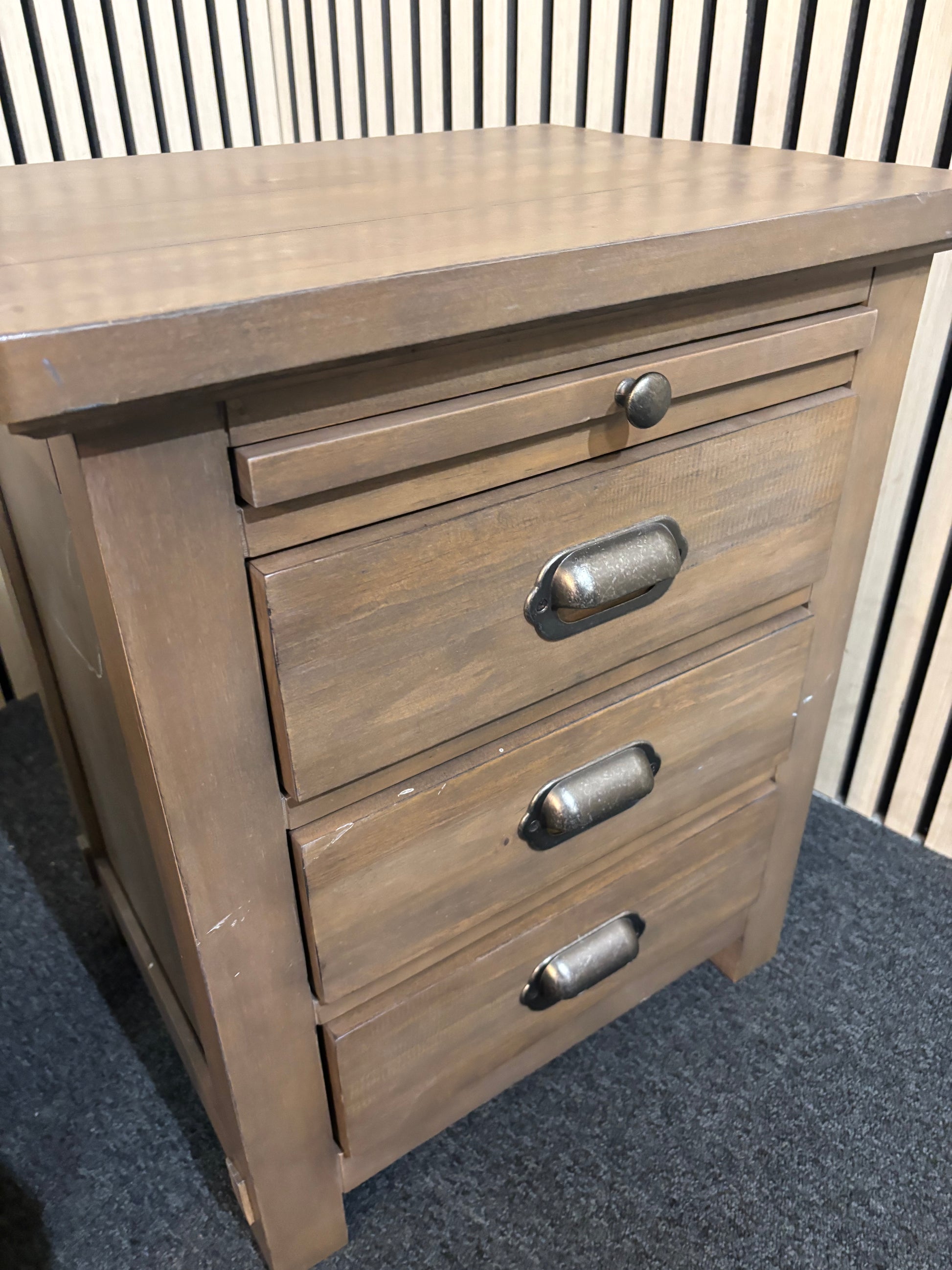 Solid grey oak 3 drawer bedside locker (SET OF 2) 2226