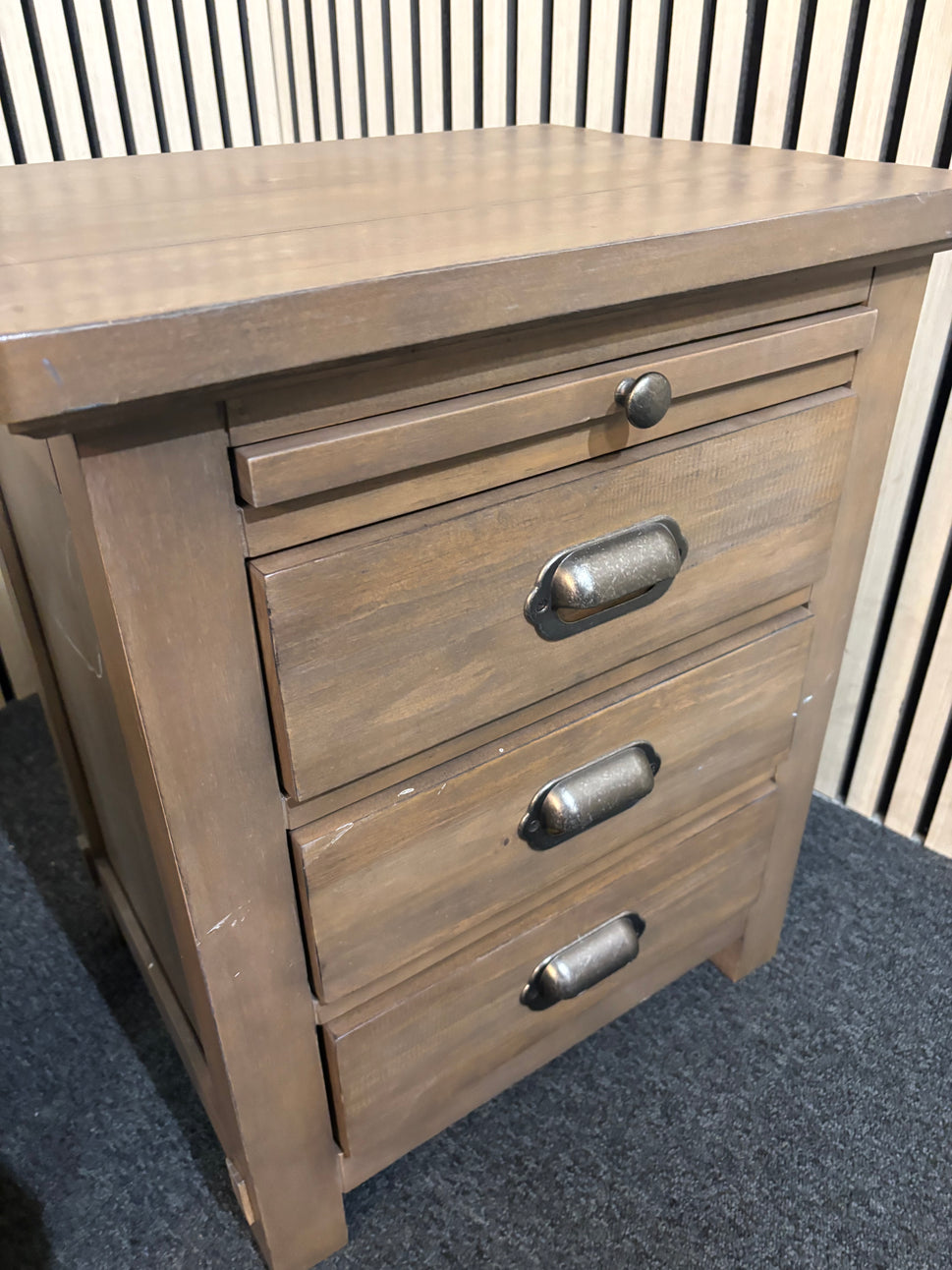 Solid grey oak 3 drawer bedside locker (SET OF 2) 2226