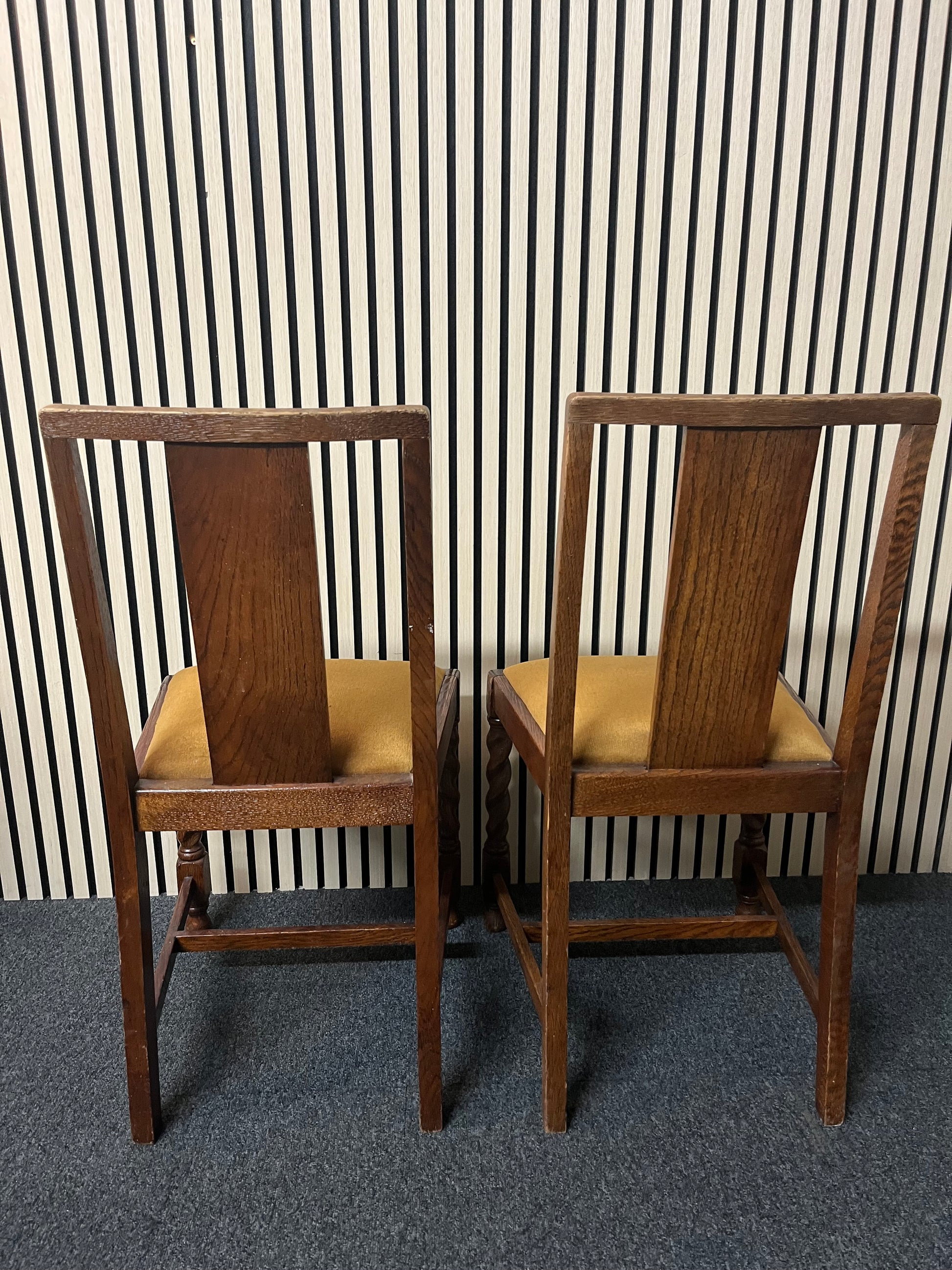 Mahogany framed dining chair with yellow felt fabric seat (SET OF 2) 2325