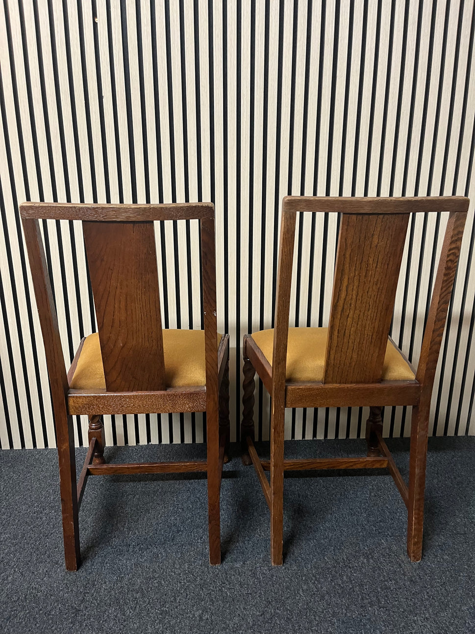 Mahogany framed dining chair with yellow felt fabric seat (SET OF 2) 2325
