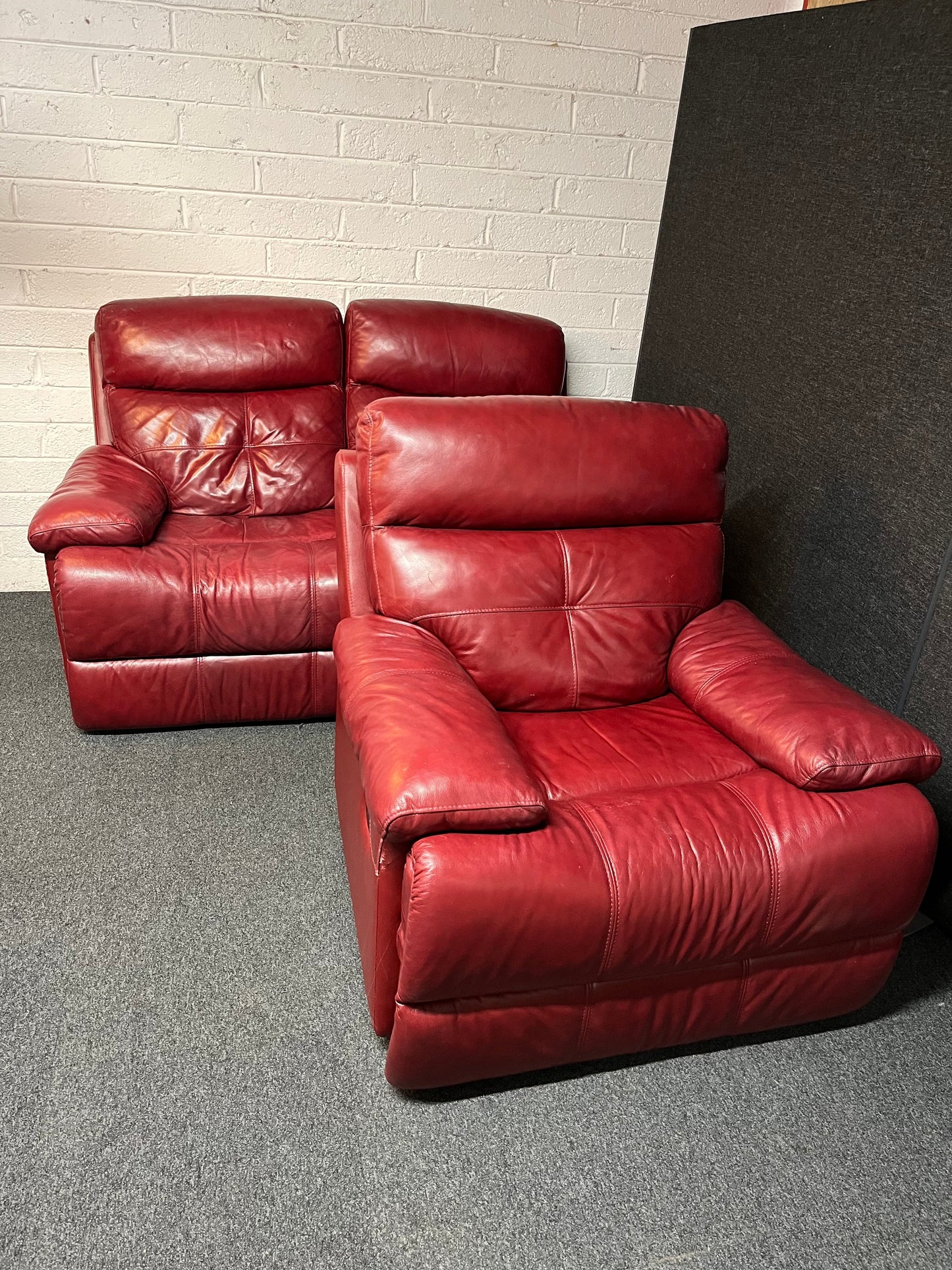 2+1 real wine leather recliner sofa suite 2225