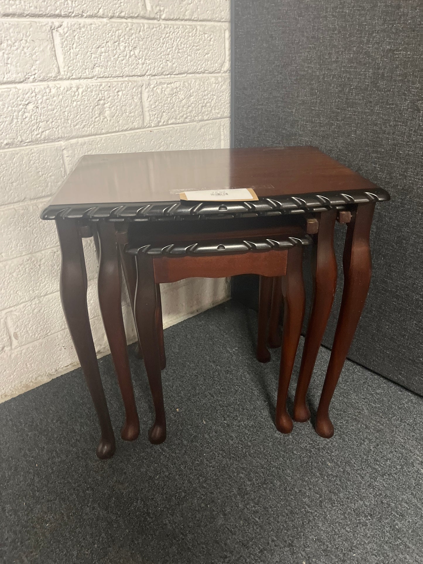 Mahogany nest of 3 tables (H 560 x W 560 x D 400 mm) 1225