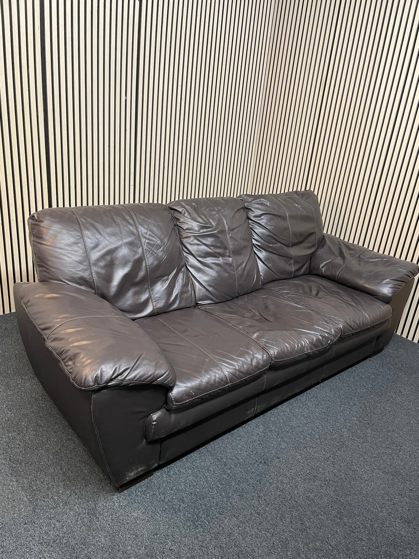 3+2 dark brown sofa real leather sofa suite 3126