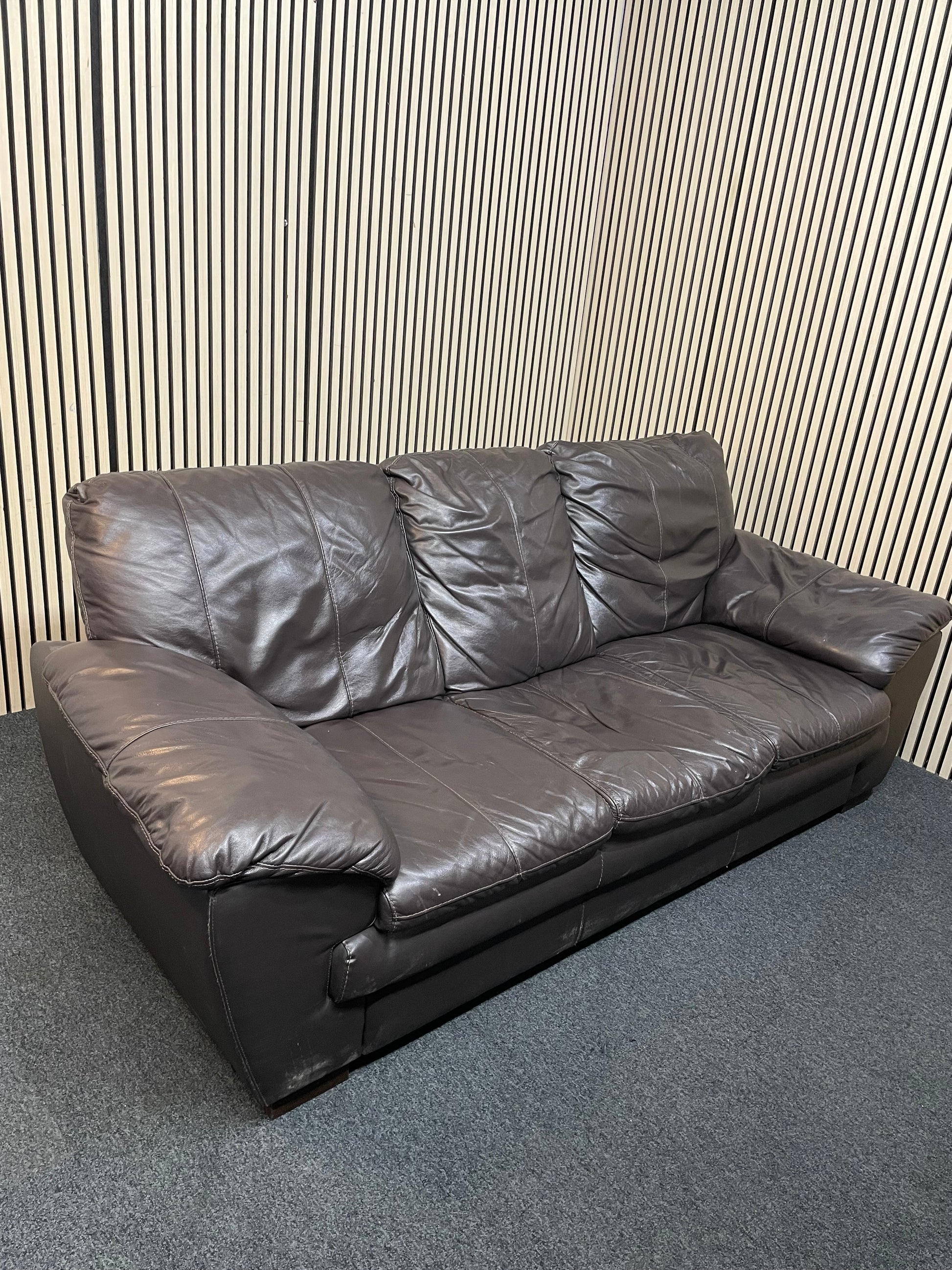 3+2 dark brown sofa real leather sofa suite 3126
