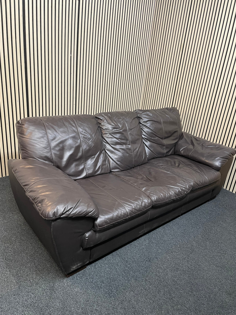 3+2 dark brown sofa real leather sofa suite 3126