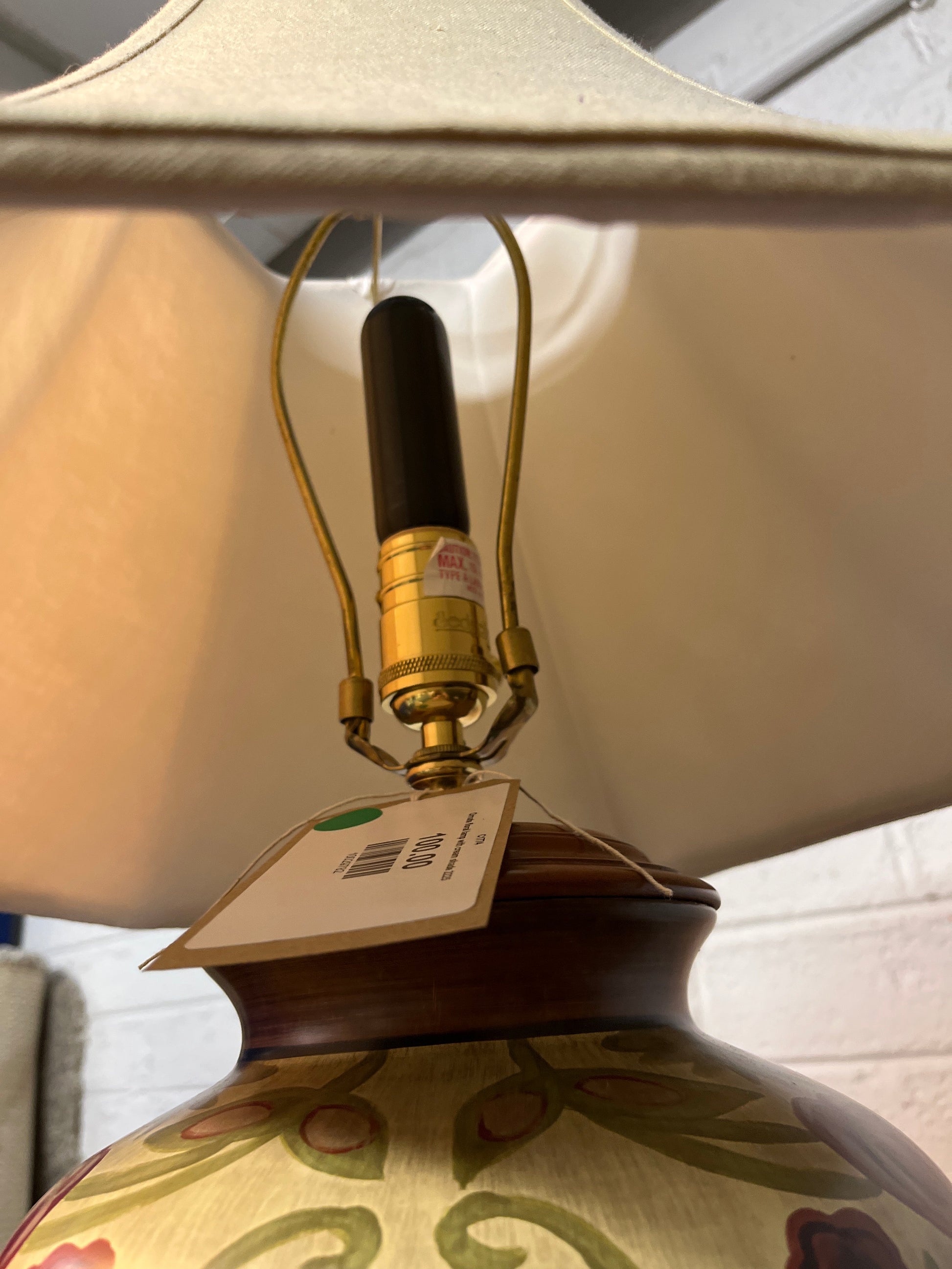 Ornate floral lamp with cream shade 2225