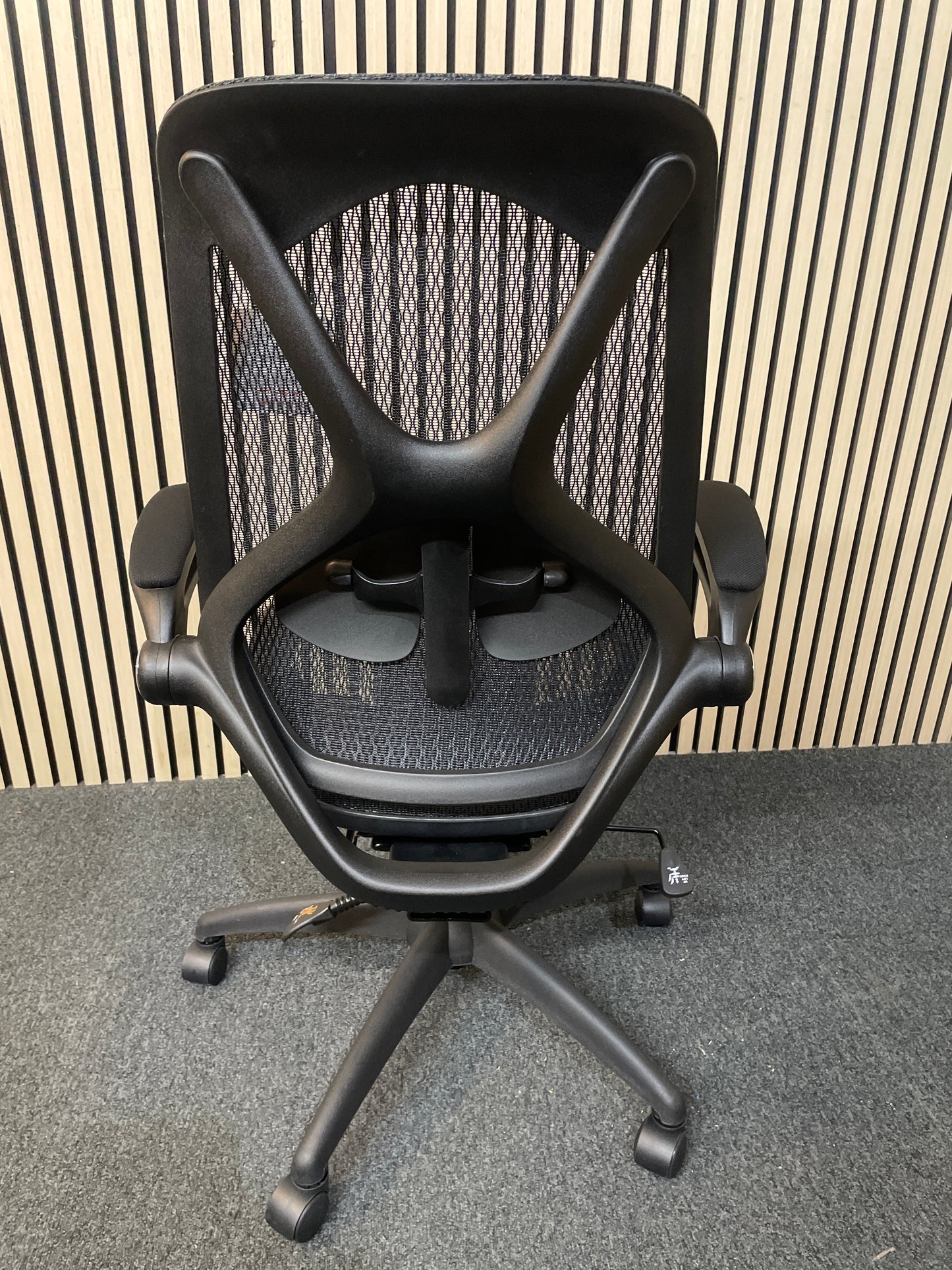 Napier high mesh back operator chair with mesh seat - black with folding arms
