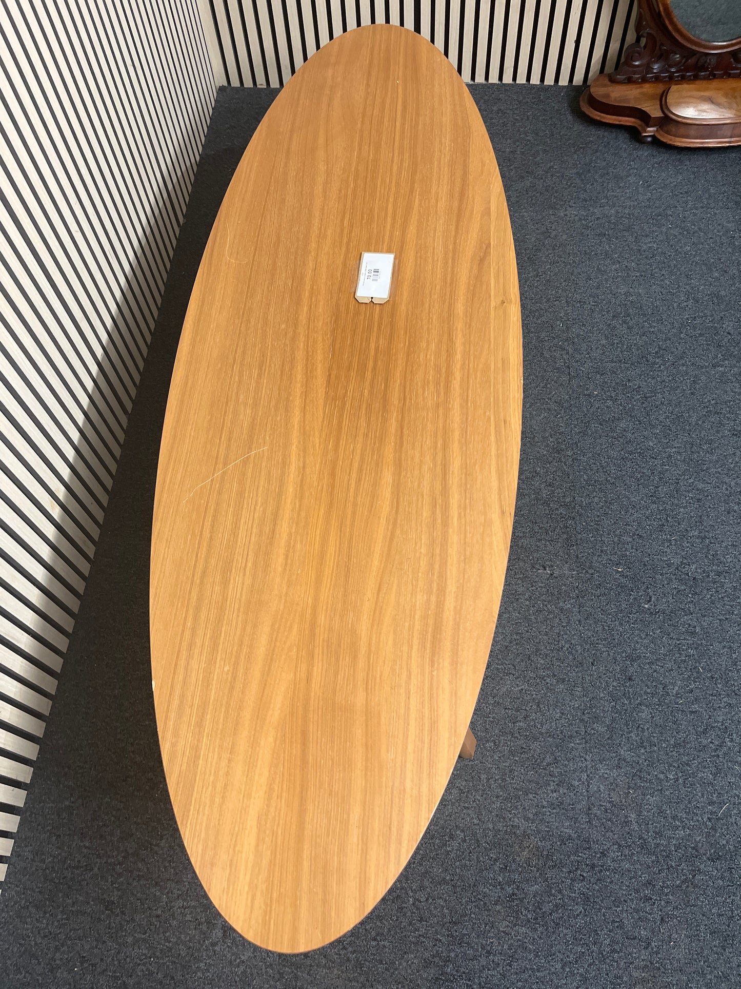 Oval low walnut modern coffee table 1425