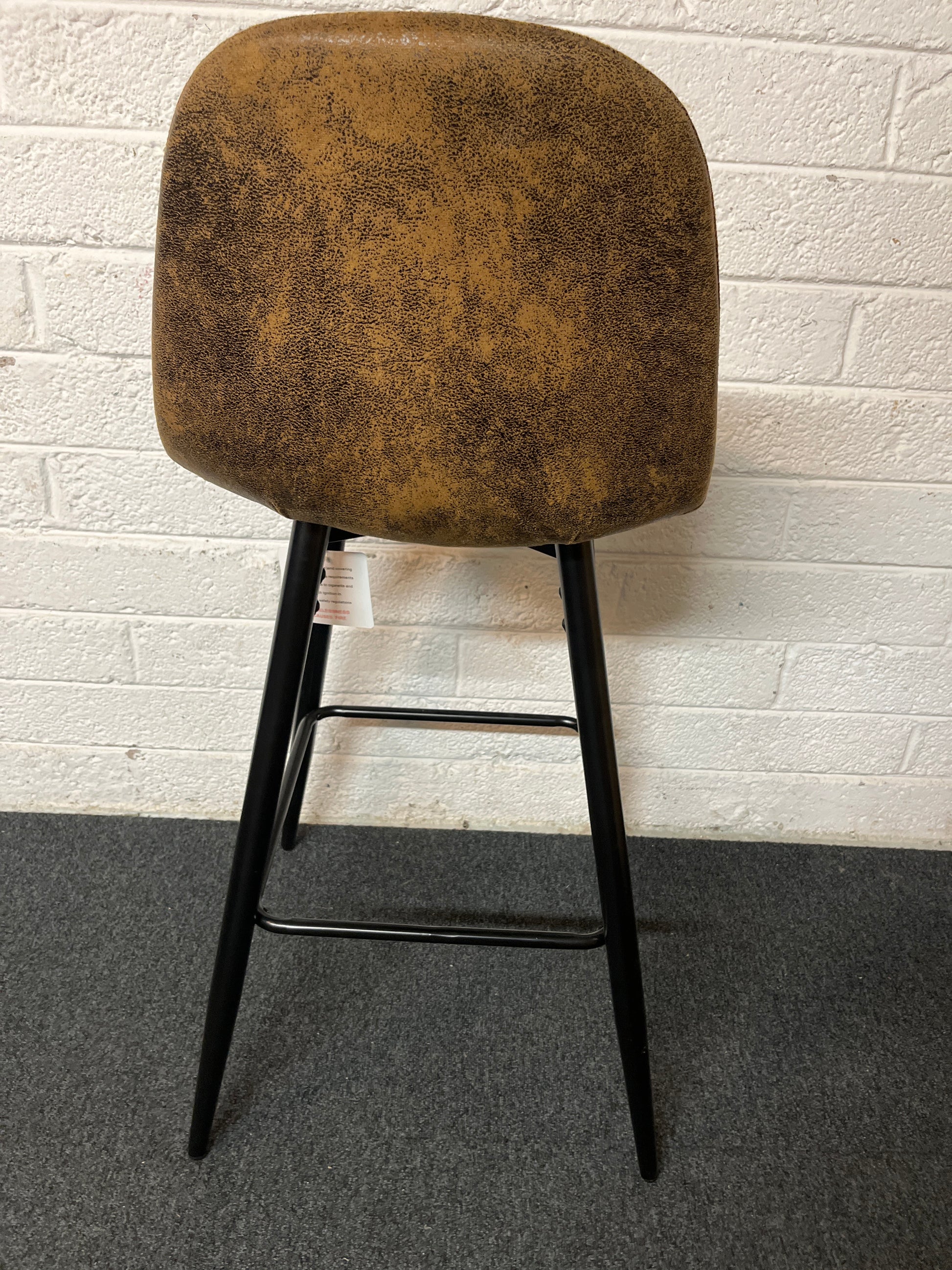 Black and brown mixed fabric high stool with black metal frame  1325