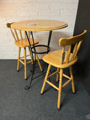 Switch Tall Hardwood and cast iron circular table (H 106 x diameter 75 cm) with 2 no. matching stools 3225 2 image