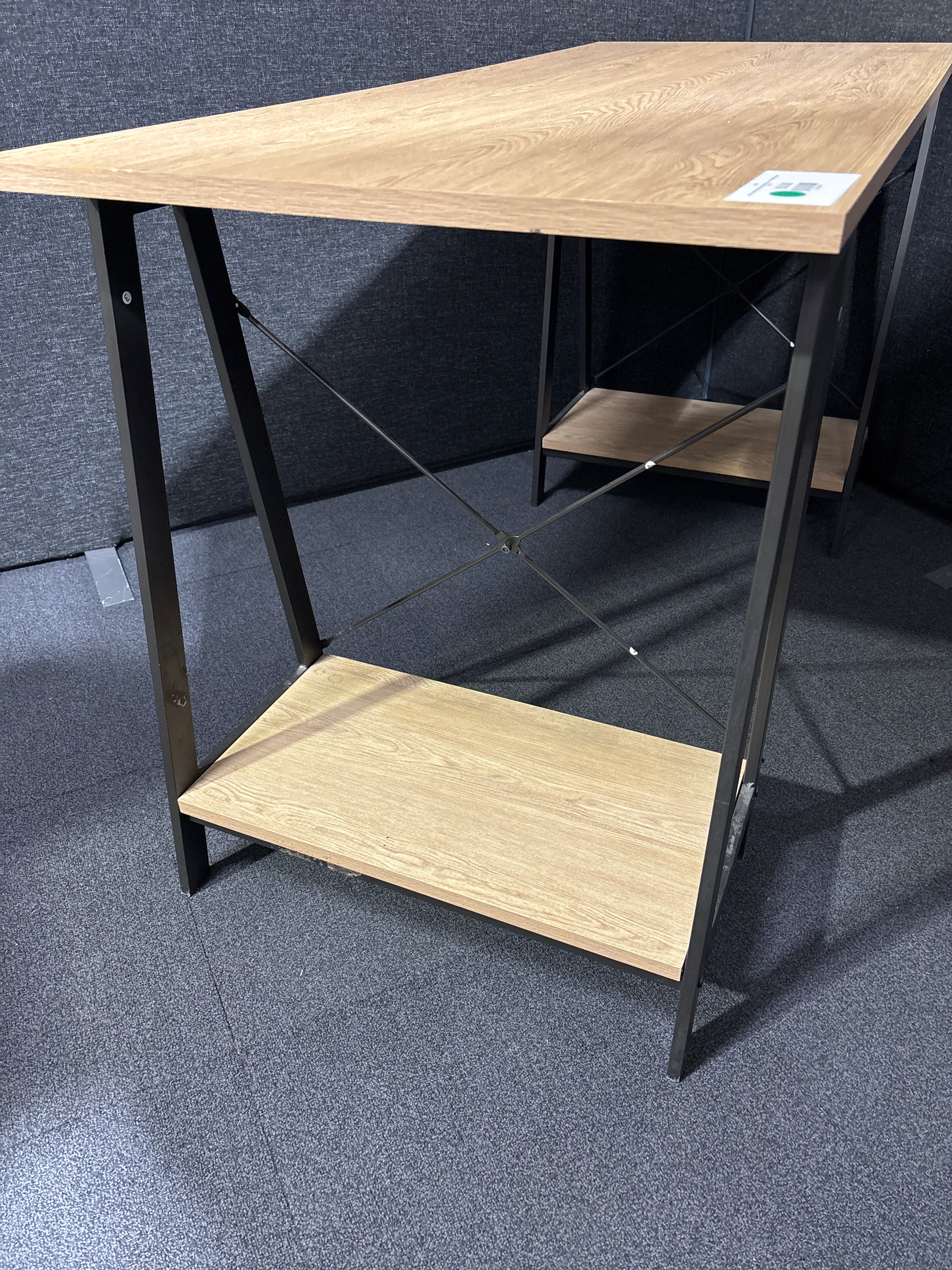 Black metal framed study desk with underneath storage 1325