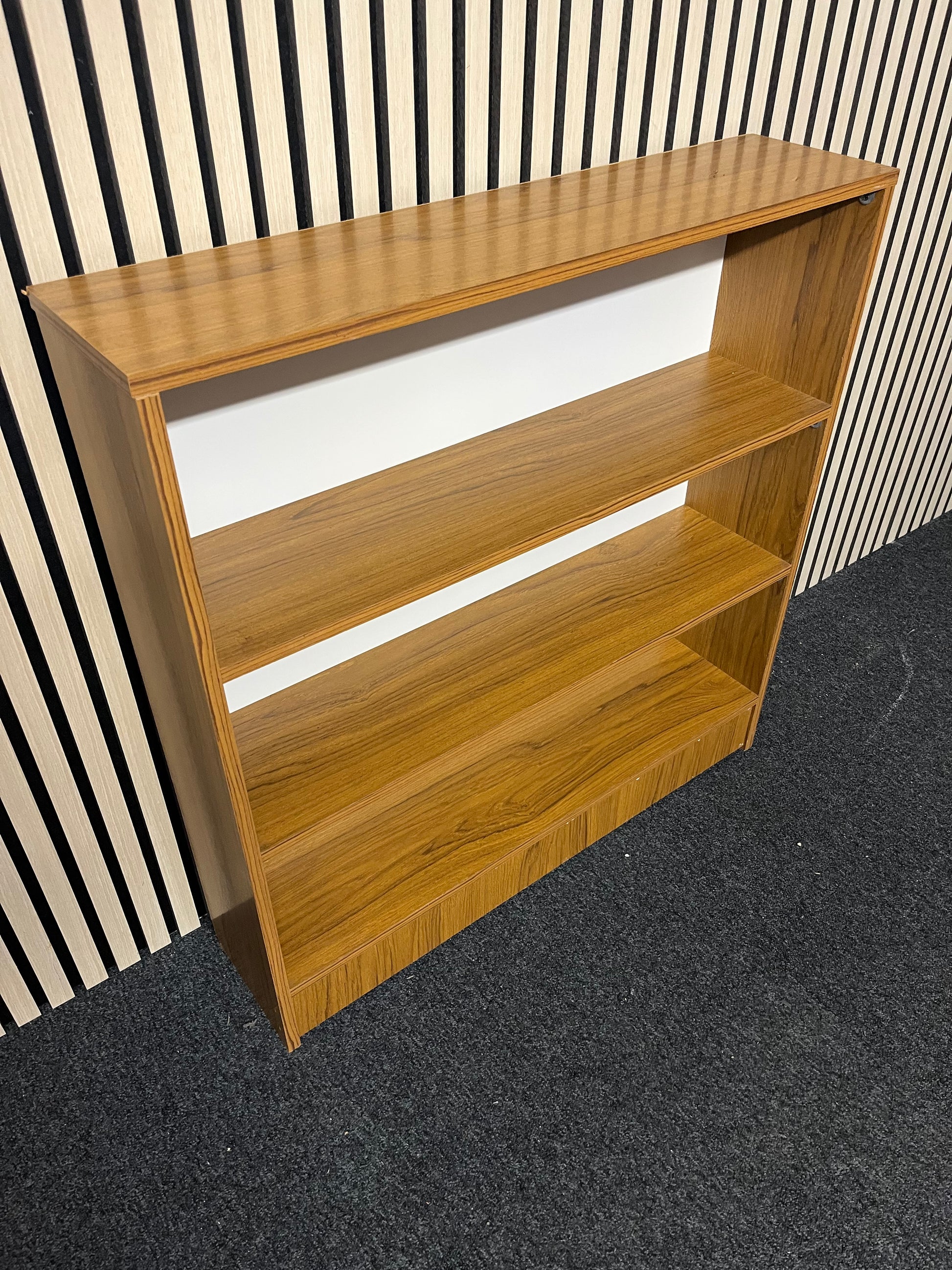 Teak laminate low open bookcase 2325