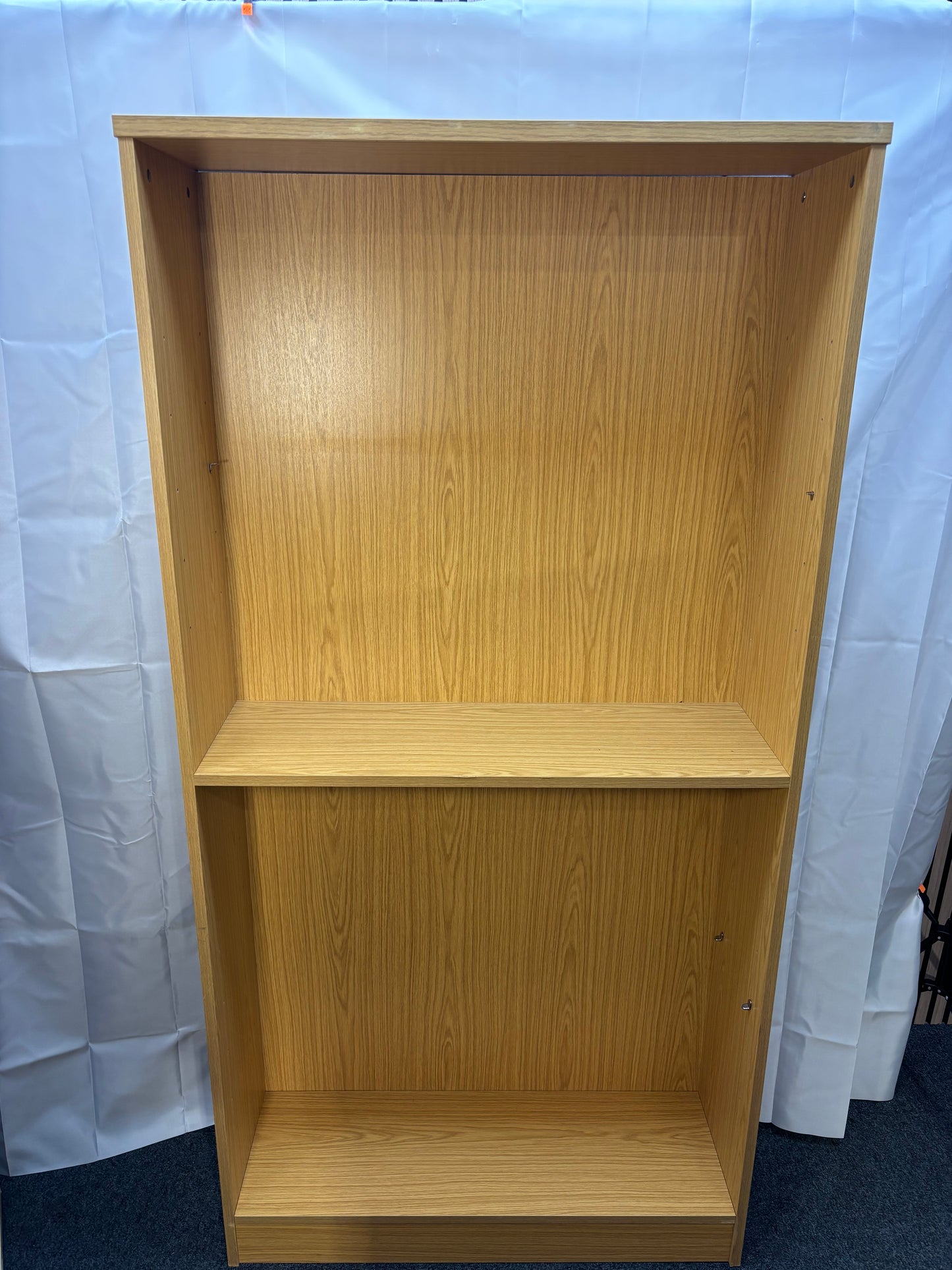 Tall oak laminate slim open bookcase with shelves 183Hx30Dx92W  J3929