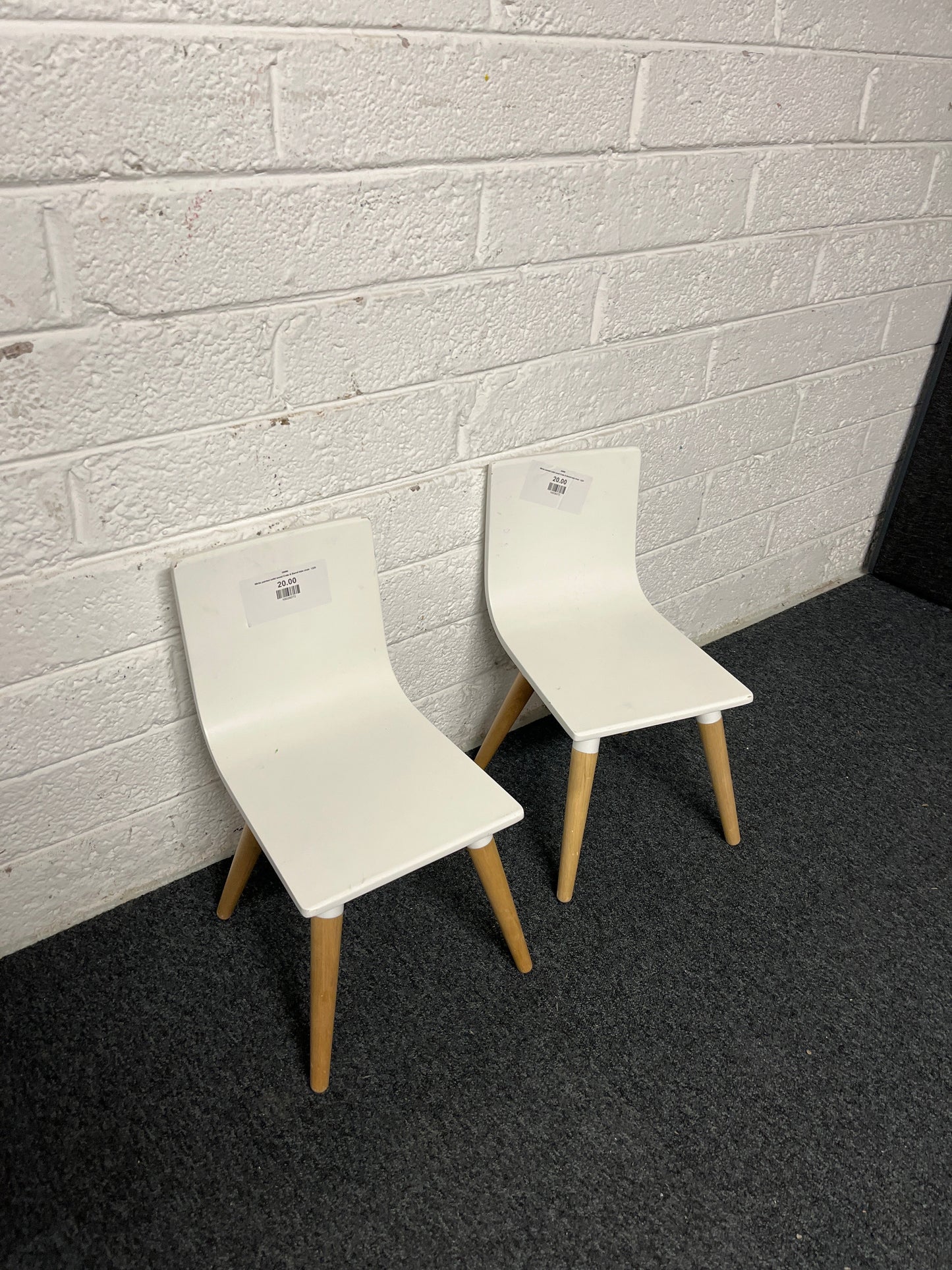 White painted solid wood Crate & Barrel kids chair  1225