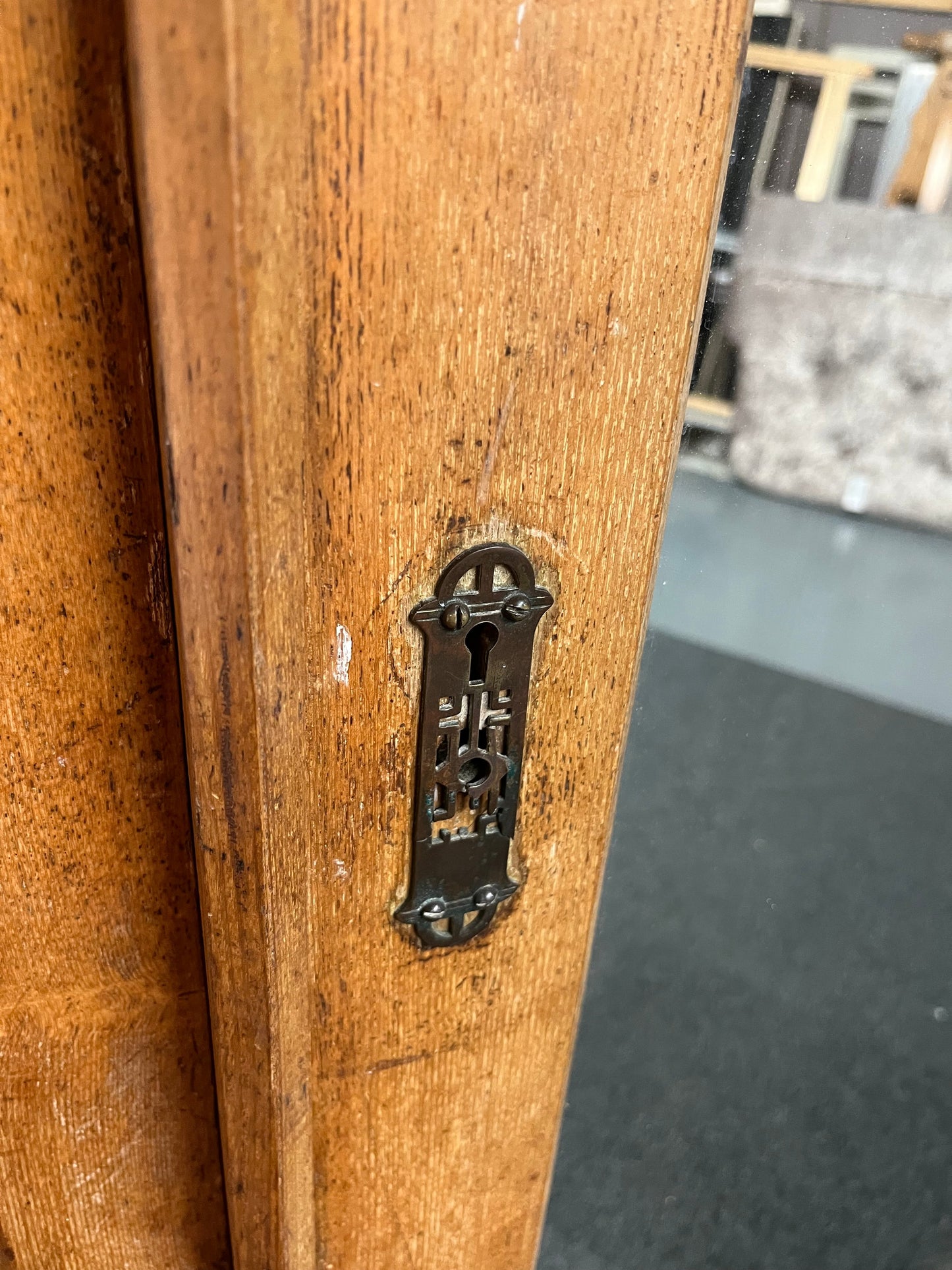 Large solid Victorian Ash antique wardrobe with central mirror -handmade in Ireland (H 2250 x W 1480 x D 560 mm) 1225