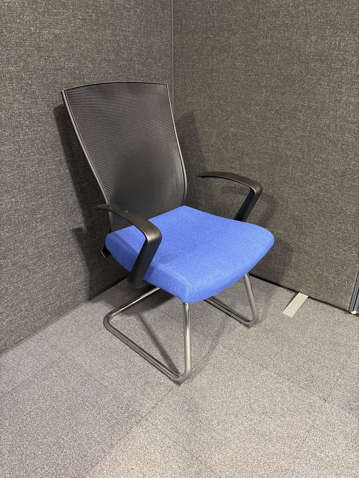NEW Ronan chrome cantilever frame conference chair with mesh back - black or blue fabric