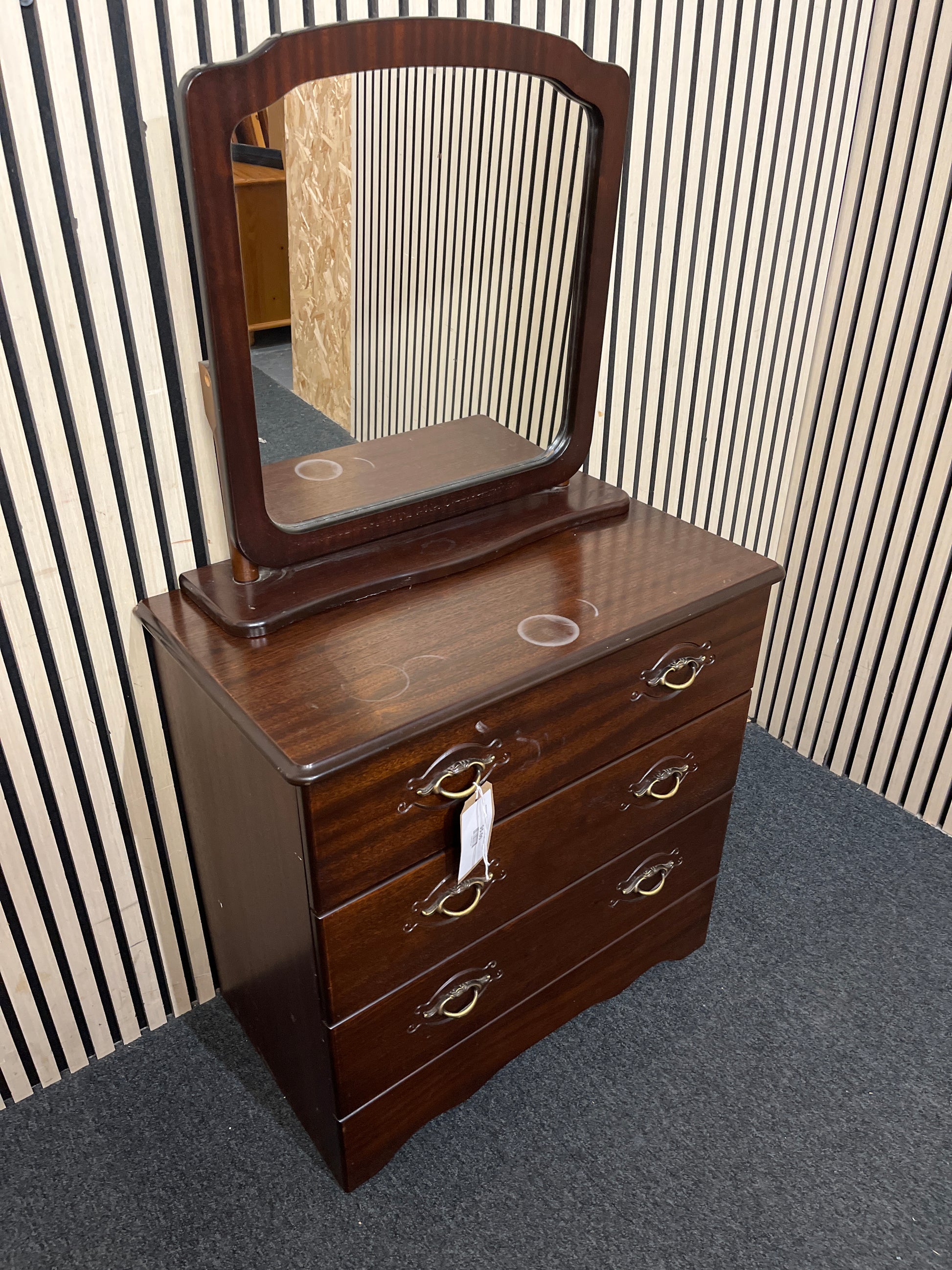 Mahogany 3 drawer chest of drawers with mirror   44253