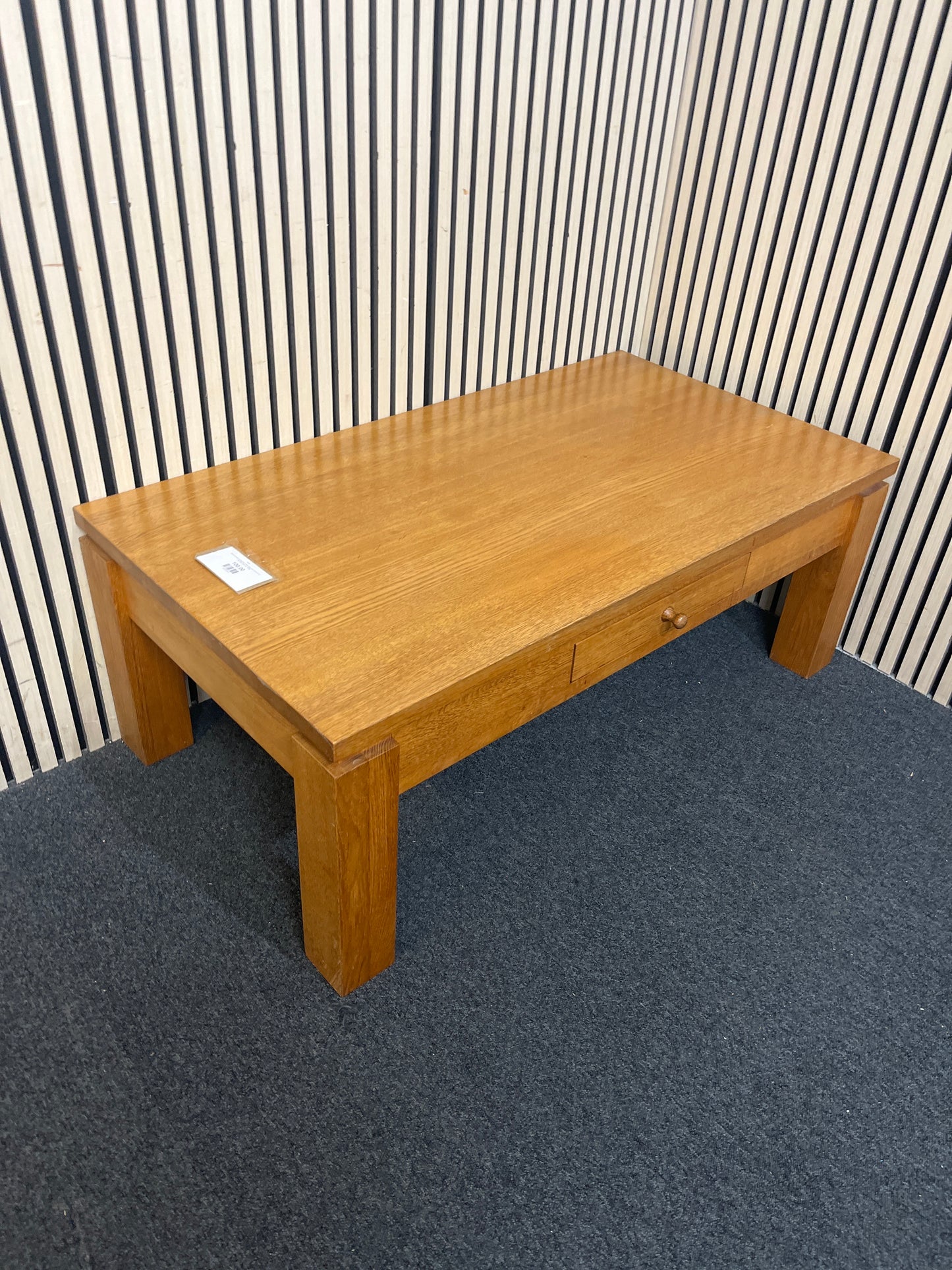 Solid oak large rectangular coffee table with drawer (H 45 x W 120 x D 65 cm)  44194