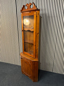 Switch Tall solid pine corner single glass door display unit with base door 1425 2 image