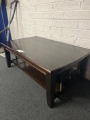Switch Solid low dark wood stained large rectangular coffee table with drawers (H 53 x W  127 x D 77 cm) 2225 2 image