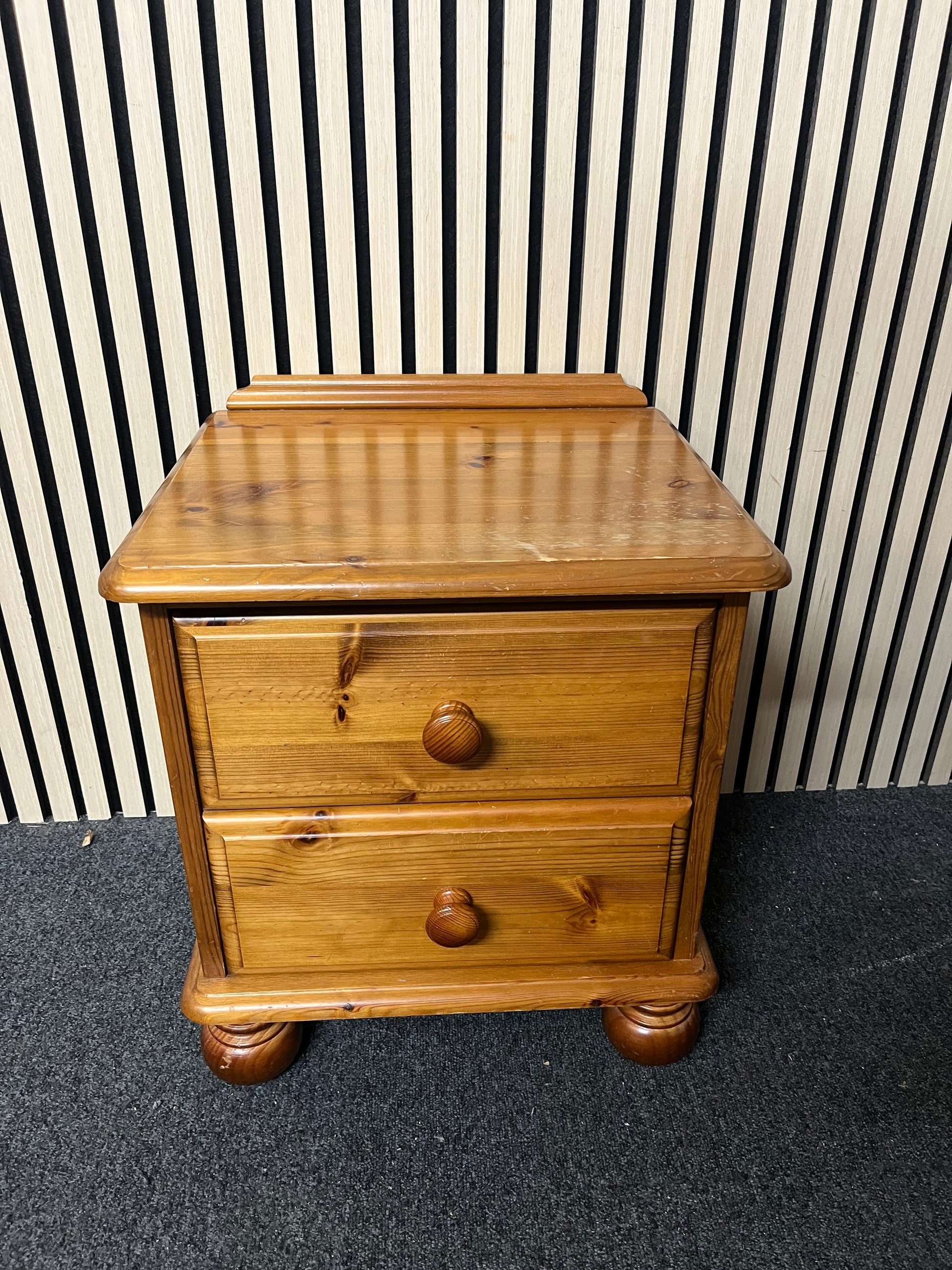 Solid pine low 2 drawer bedside locker 2325