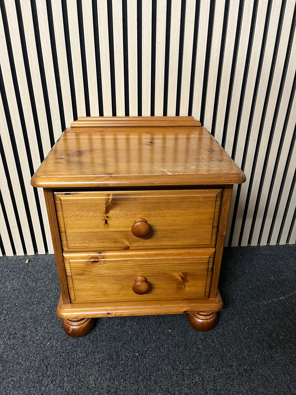 Solid pine low 2 drawer bedside locker 2325