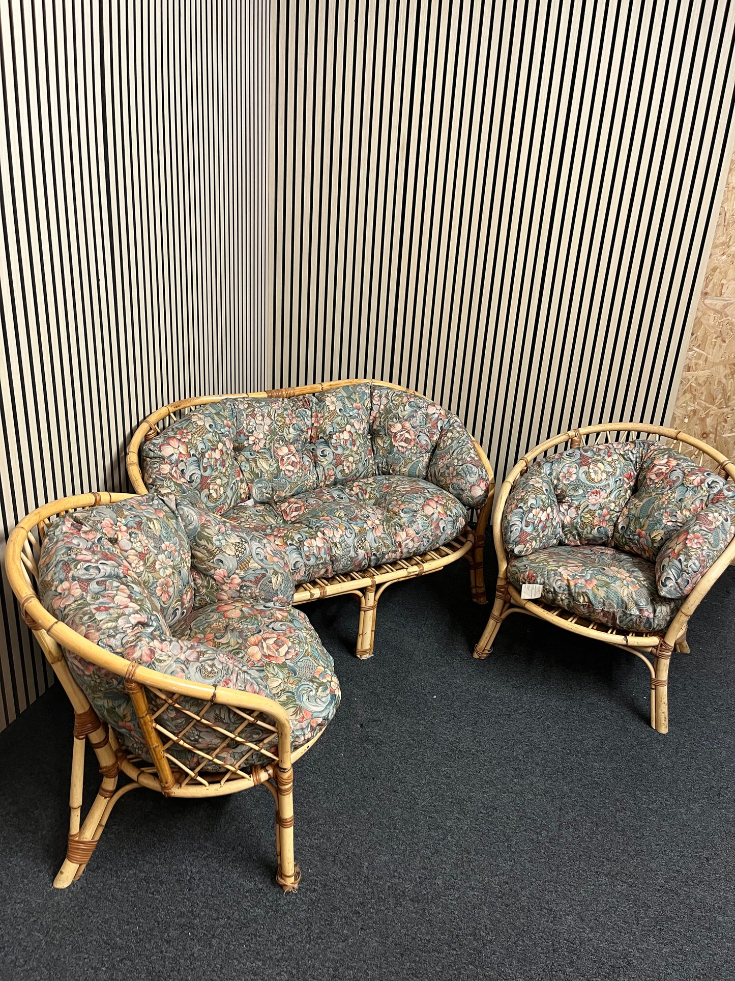 Cane framed fabric seat 3+1+1 sofa suite 2325